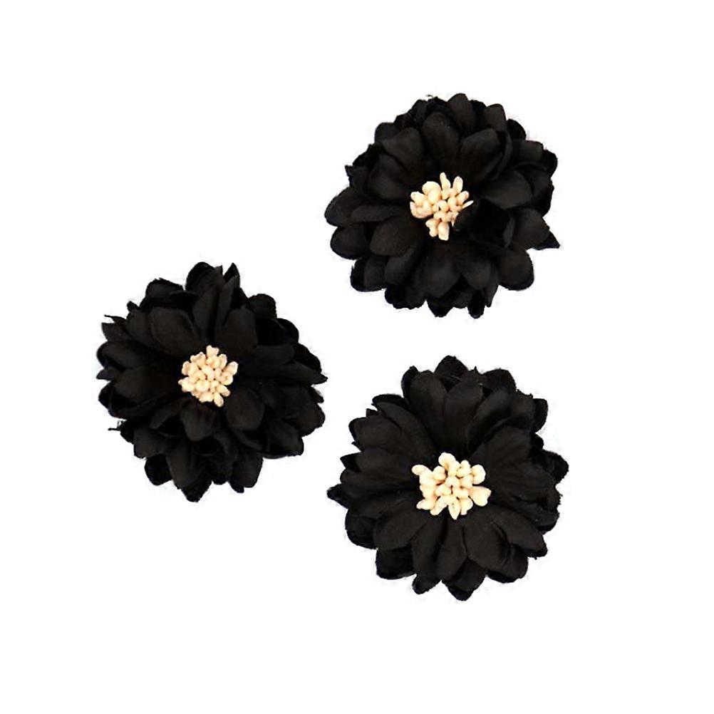 Handmade Flowers Chrysanthemum Embellishments Diy Fabric Flowers Clothes Shoes Decorations Black 4x4x1cm Decorate Shoes 20Pcs
