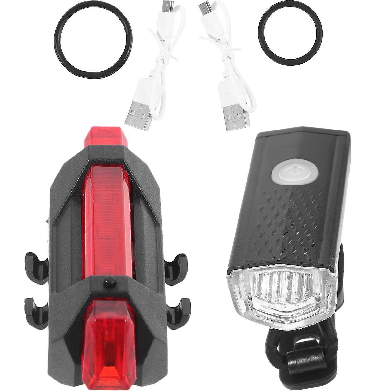 Bright Bike Lights Rechargeable Set For Heavy Rain Cycling With Impact-Resistant And USB Charging Function 1 Set