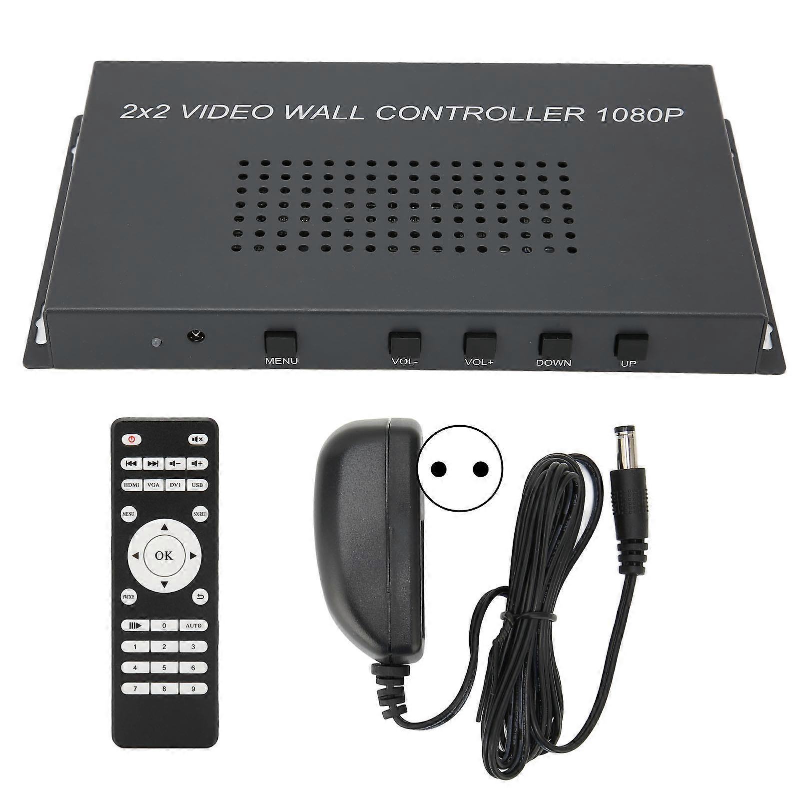 2x2 Video Wall Controller: 1080P HD Display, 180° Rotate, 8 Modes, Easy Setup, EU Plug
