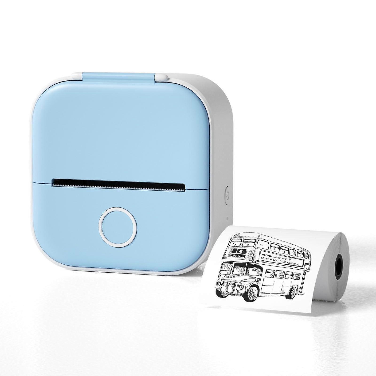 Mini Inkless Printer - Portable Pocket Thermal Sticker Printer, Bluetooth Mini Photo Printer, All Blue, Compact Design