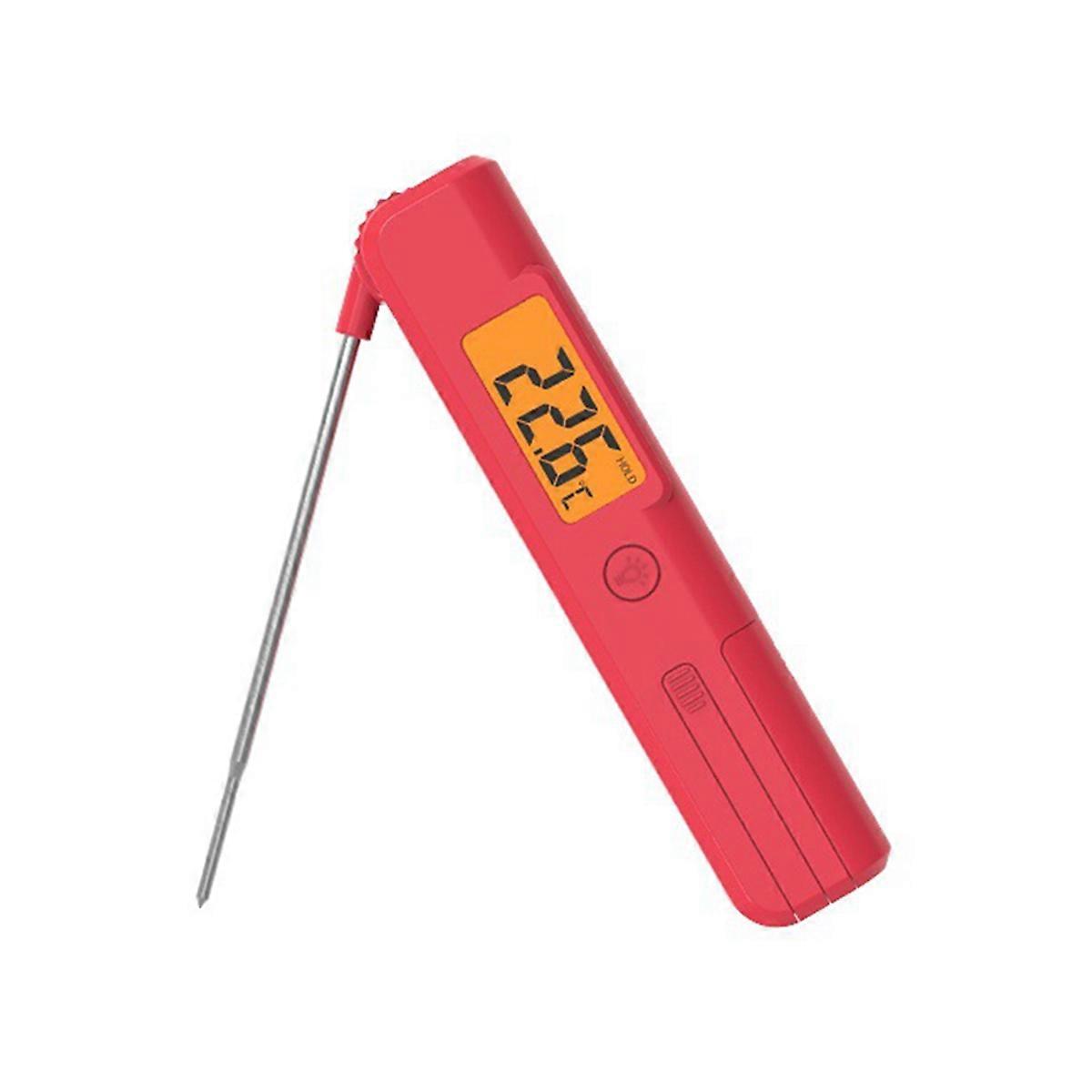 Foldable Digital Display Meat Thermometer with Probe Red
