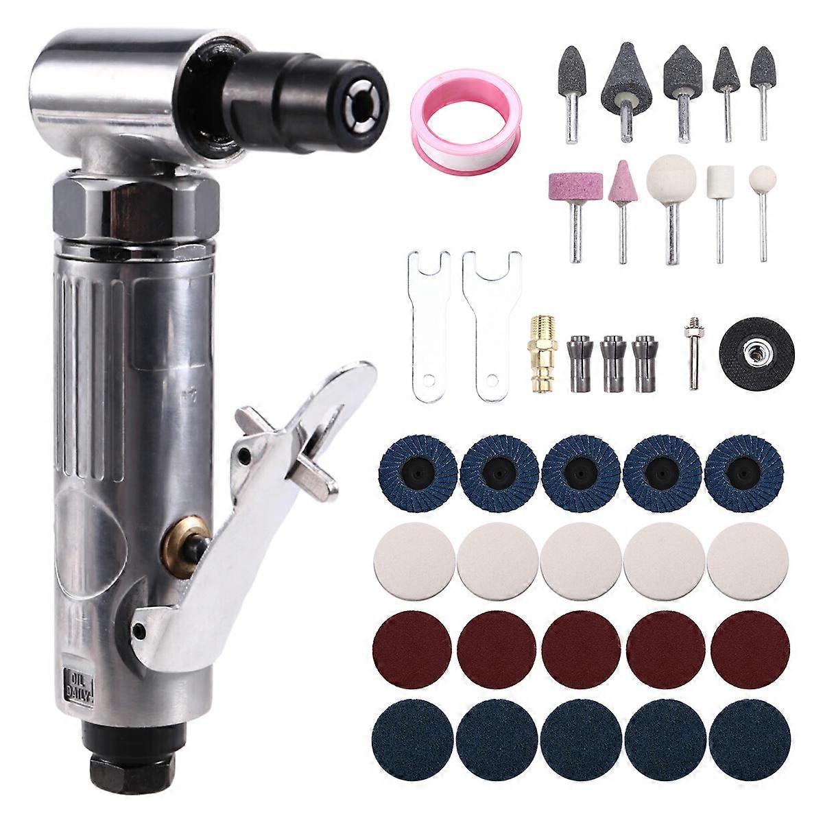 Kit d'outils de meuleuse à matrice micro-air 1/4 pouce 90 degrés, polisseuse, fraiseuse, machine de gravure avec Sandi