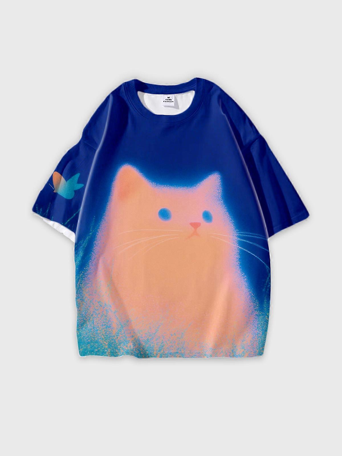 T-Shirt Short Sleeve Round Neck, Summer Casual Loose Graphic Tee, Unisex Pattern W03