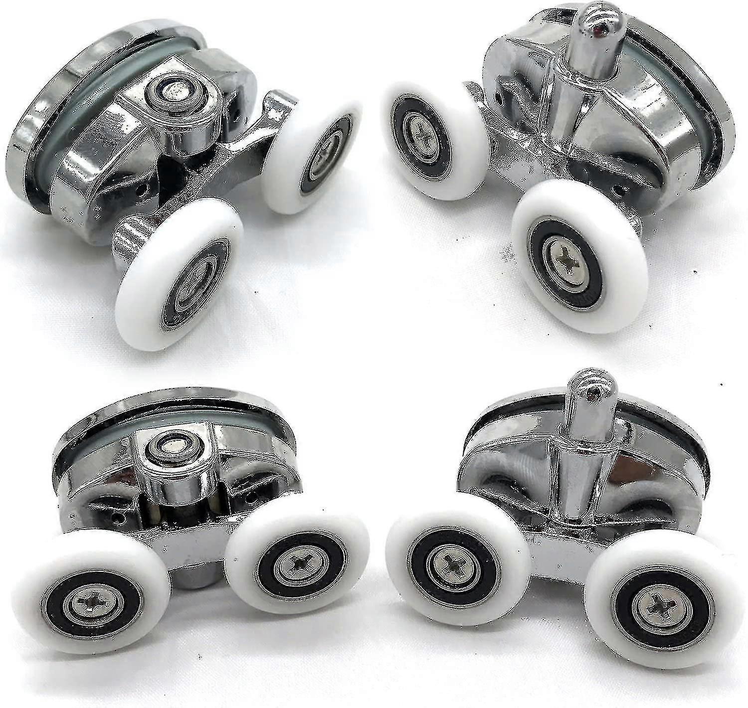 Twin wheel shower rollers for oval butterfly doors - 4-piece durable set