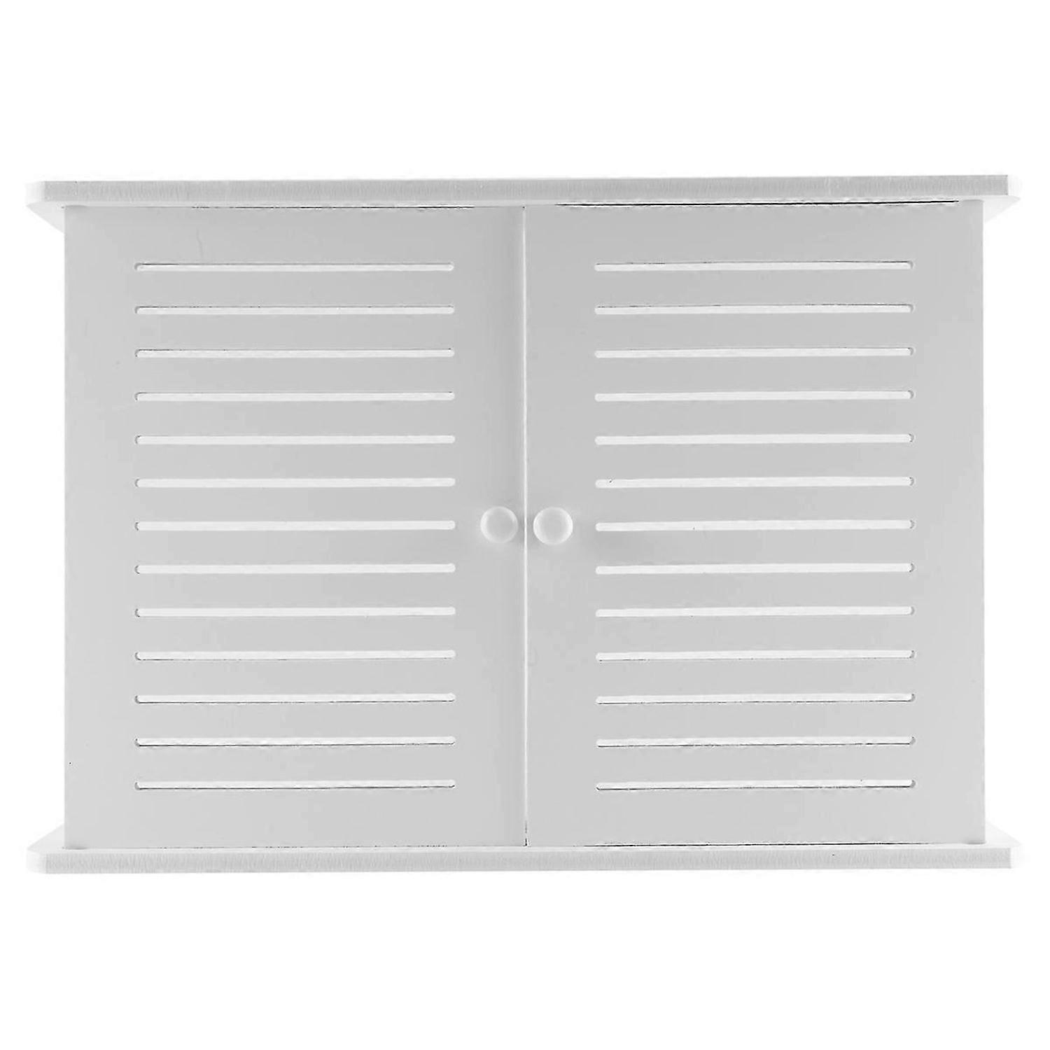 Wireless Wifi Router Storage Boxes Wooden Box Cable Shelf-Double Door