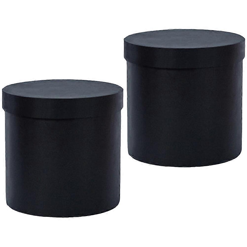 Flower Round Box for Storage 8Pcs Black Floral Packaging