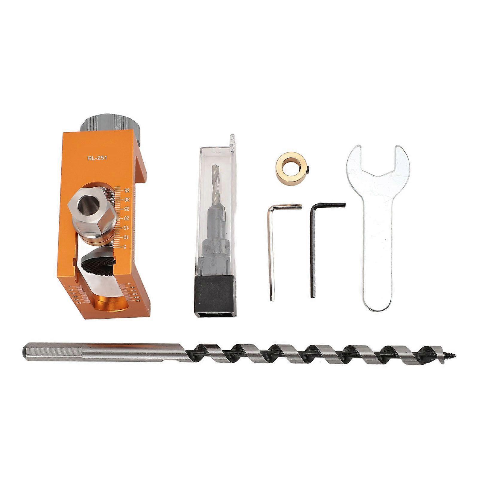 Dowel Jig Drill Bit Kit 10mm Doweling Hole Locator Extended Auger and Countersink Drill Bit Set for 1550mm Thick Board