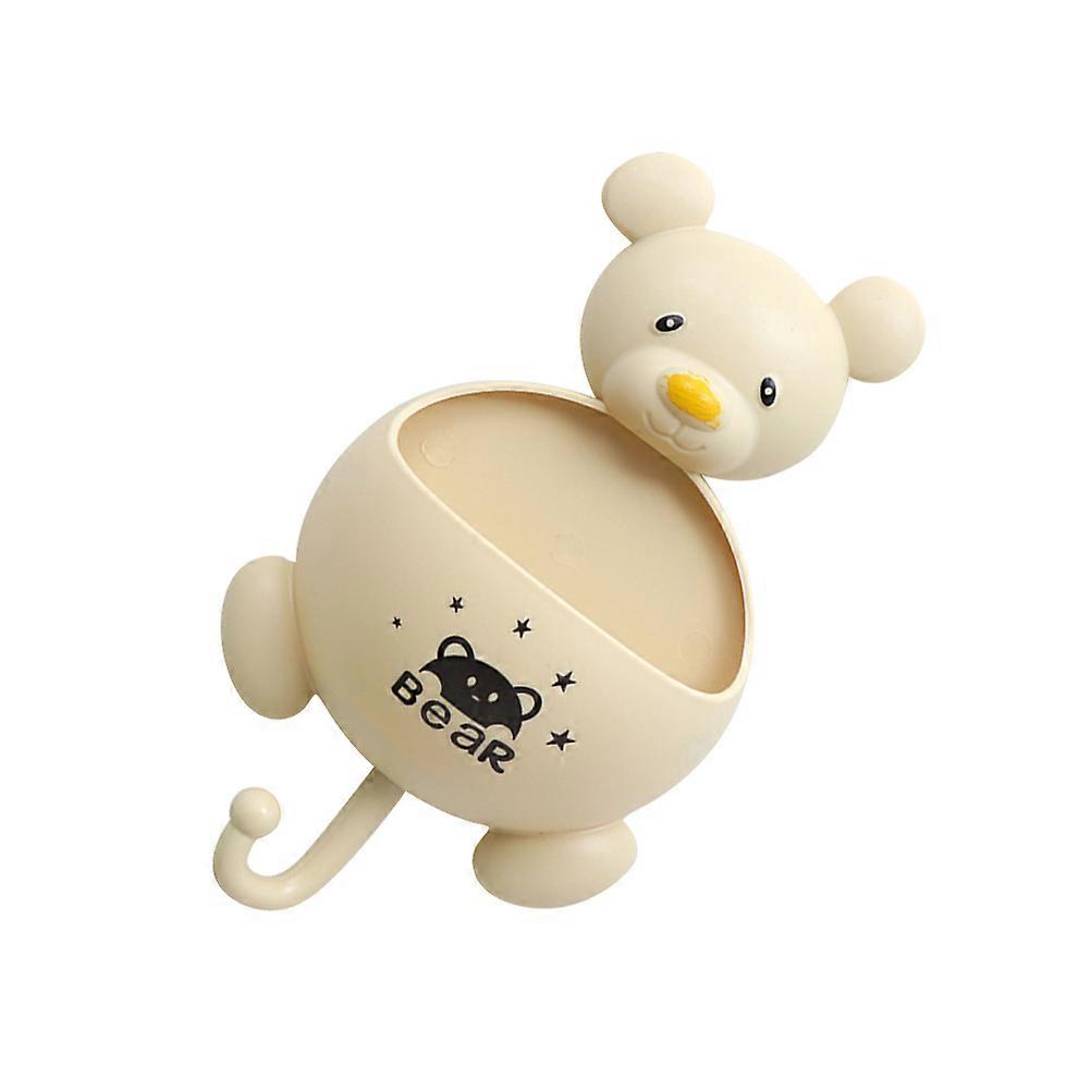 Suction Cup Storage Rack Bear Shape for Household Item Beige Wall Mounted 2Pcs