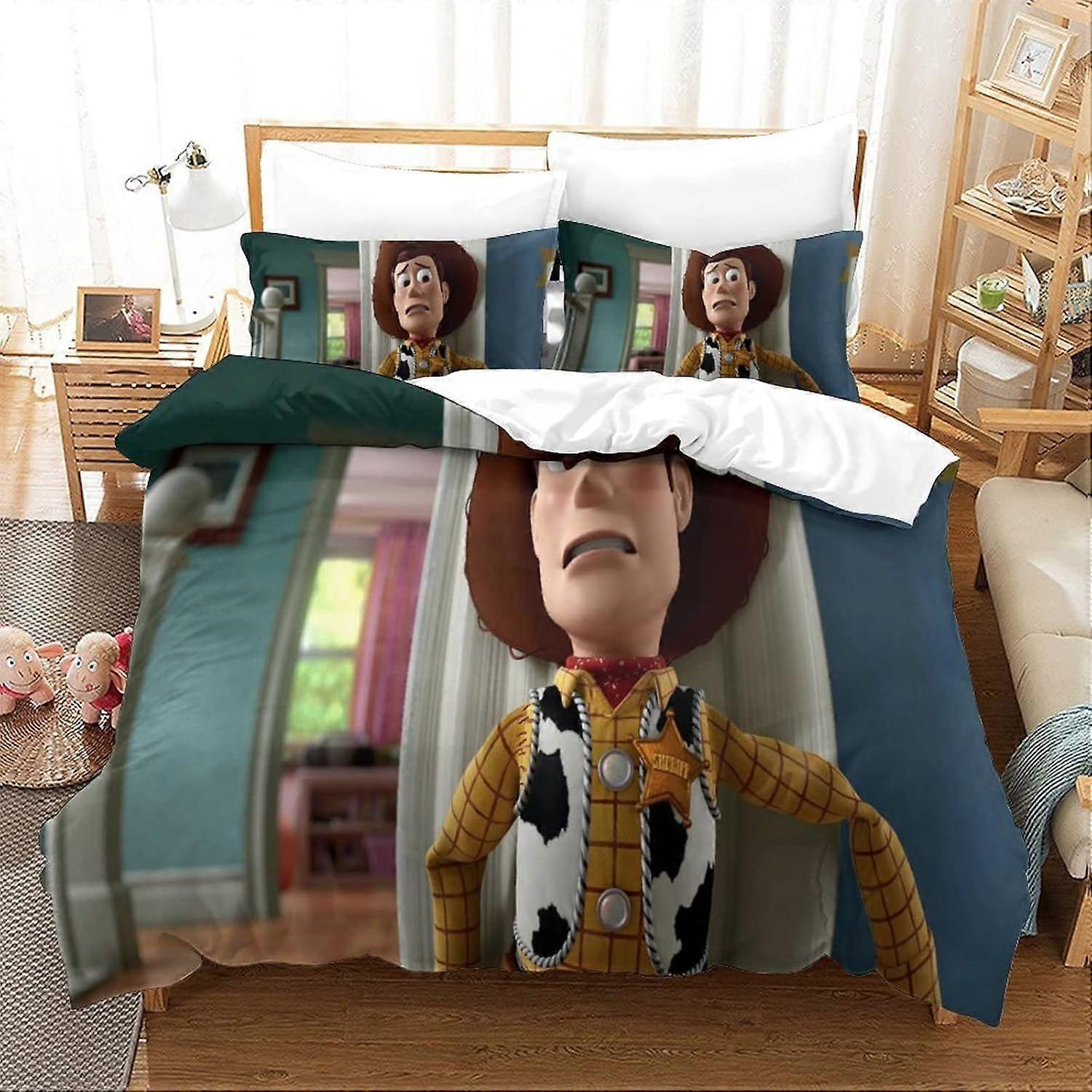 PIN498 Duvet Cover Set Toy Story Bedding Set Comforter Cover Cartoon Anime Movies for Kids Boys Girls Lightweight Microfiber Quilt Double200x200cm
