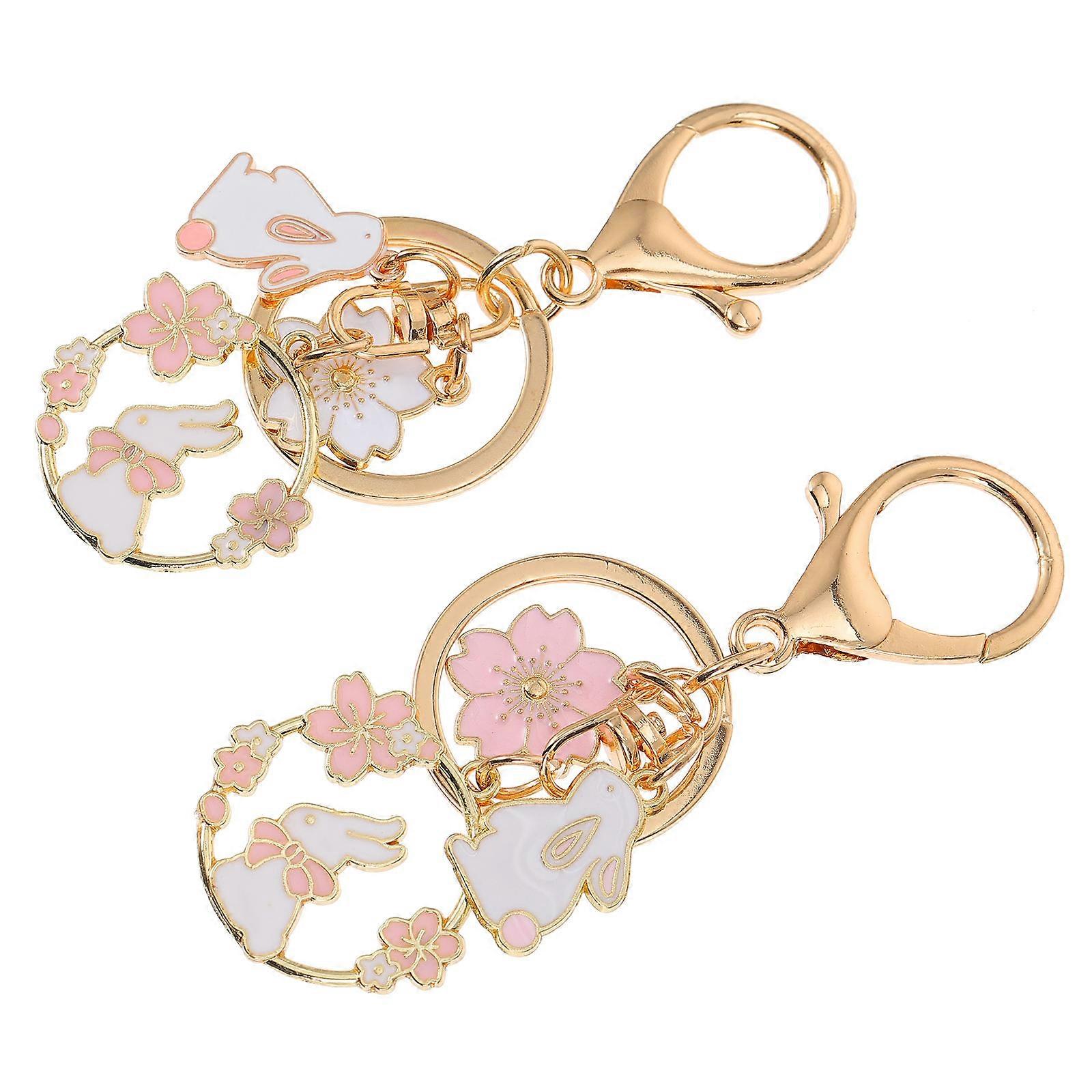 Bunny Key Ring Zinc Alloy for Decor 4Pcs Creative Bunny Key Chains