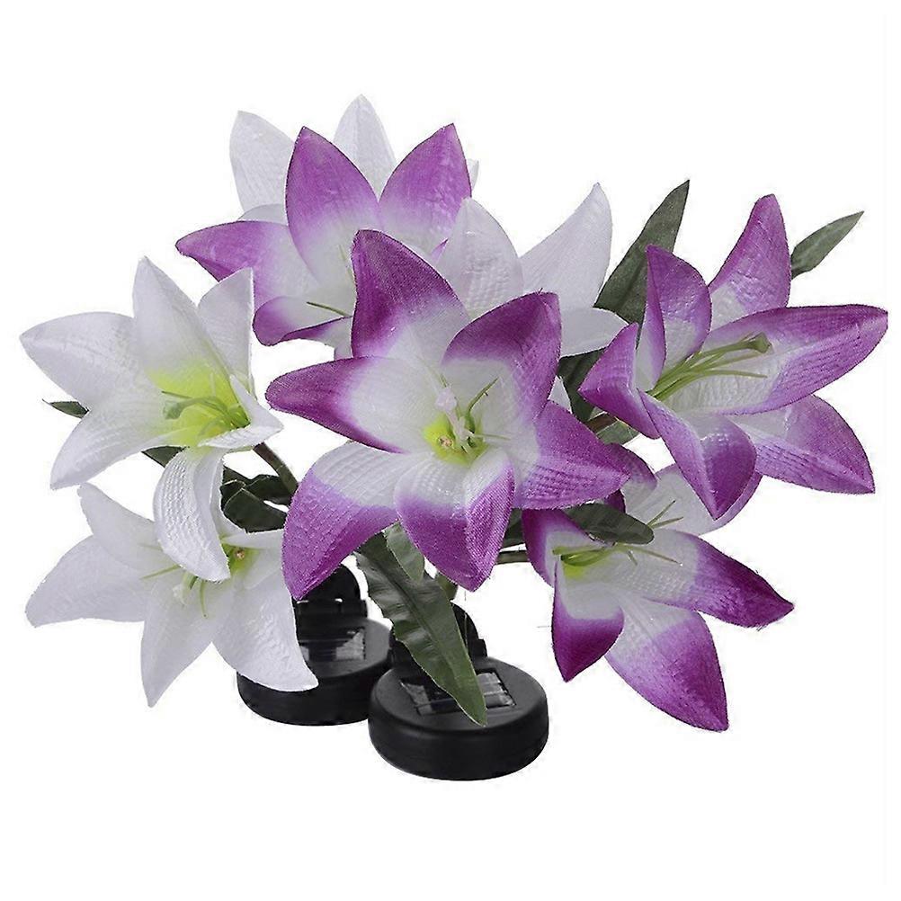 Solar Lily Lights Outdoor Decorative Color Changing Lamp 2Pcs for Garden