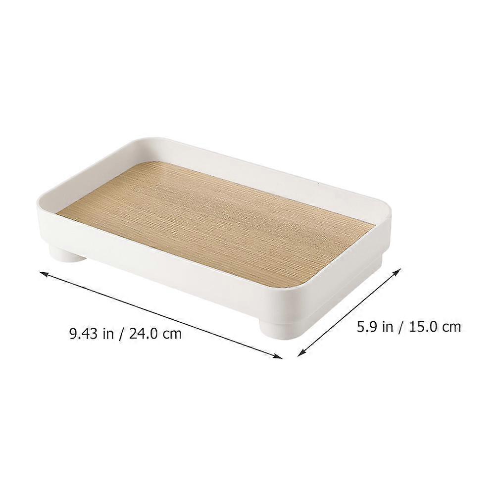 Storage Tray Bathroom Vanity Tray for Storage 2Pcs Rectangular Wood Grain