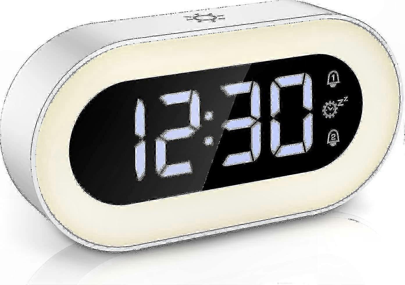 Dual Alarm Clock with LED Display, Music Player, Night Light, Snooze, Adjustable Brightness for Bedroom Use
