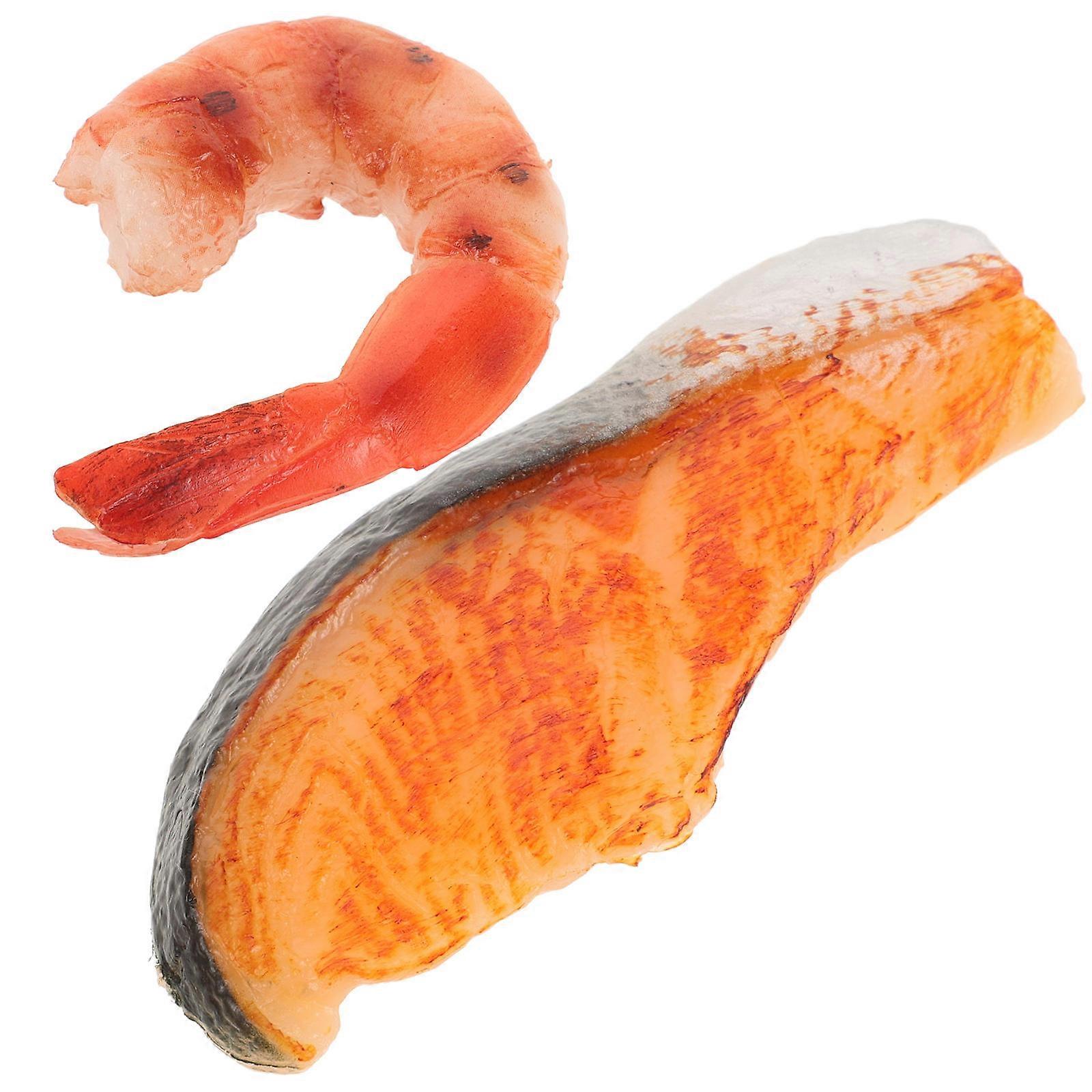 Simulation Fish Meat Model Grilled Shrimp Fish Block for Home Use 2Pcs