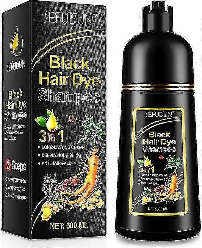 500 ml Schwarz/Braun Instant-Haarfarbenshampoo für graues Haar – Haarfärbeshampoo 3 in 1 – 100 % Grauabdeckung – Kräuterfärbung in Minuten für Frauen und Männer