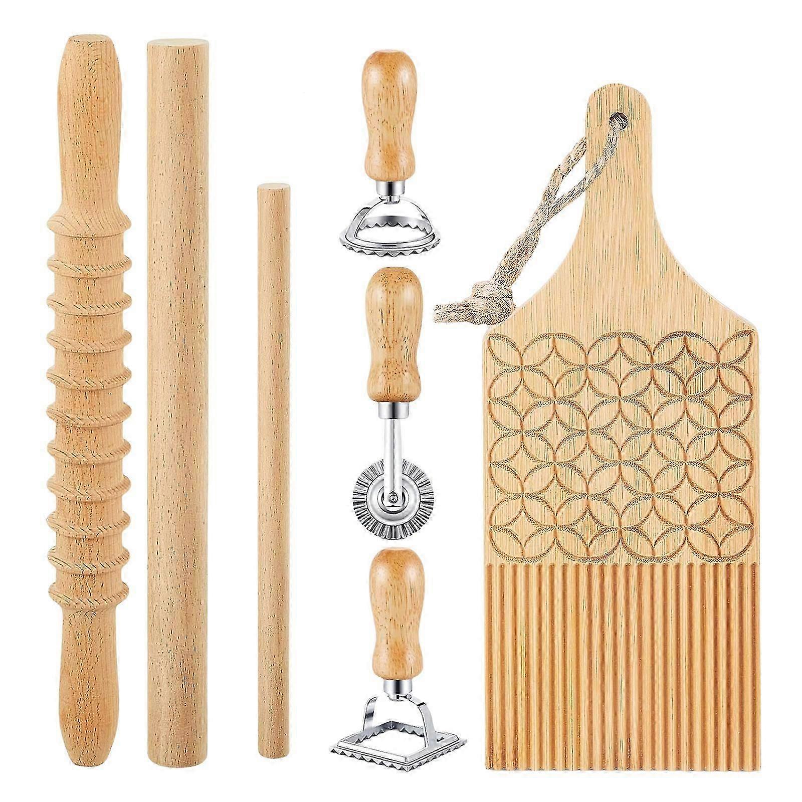 Pastas Making Set for Gnocchi and Ravioli Includes Wood Board and Rolling Pin Gnocchi Pastas Maker Suitable for Easy Use Cs