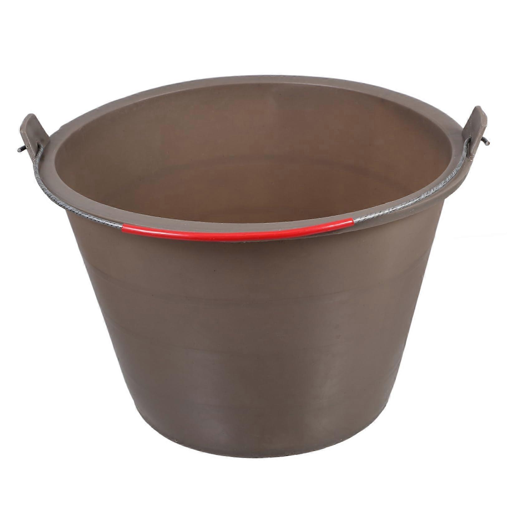 Thickened Plastic Cement Bucket Portable Empty For Builders Construction Site Tool Dark Brown