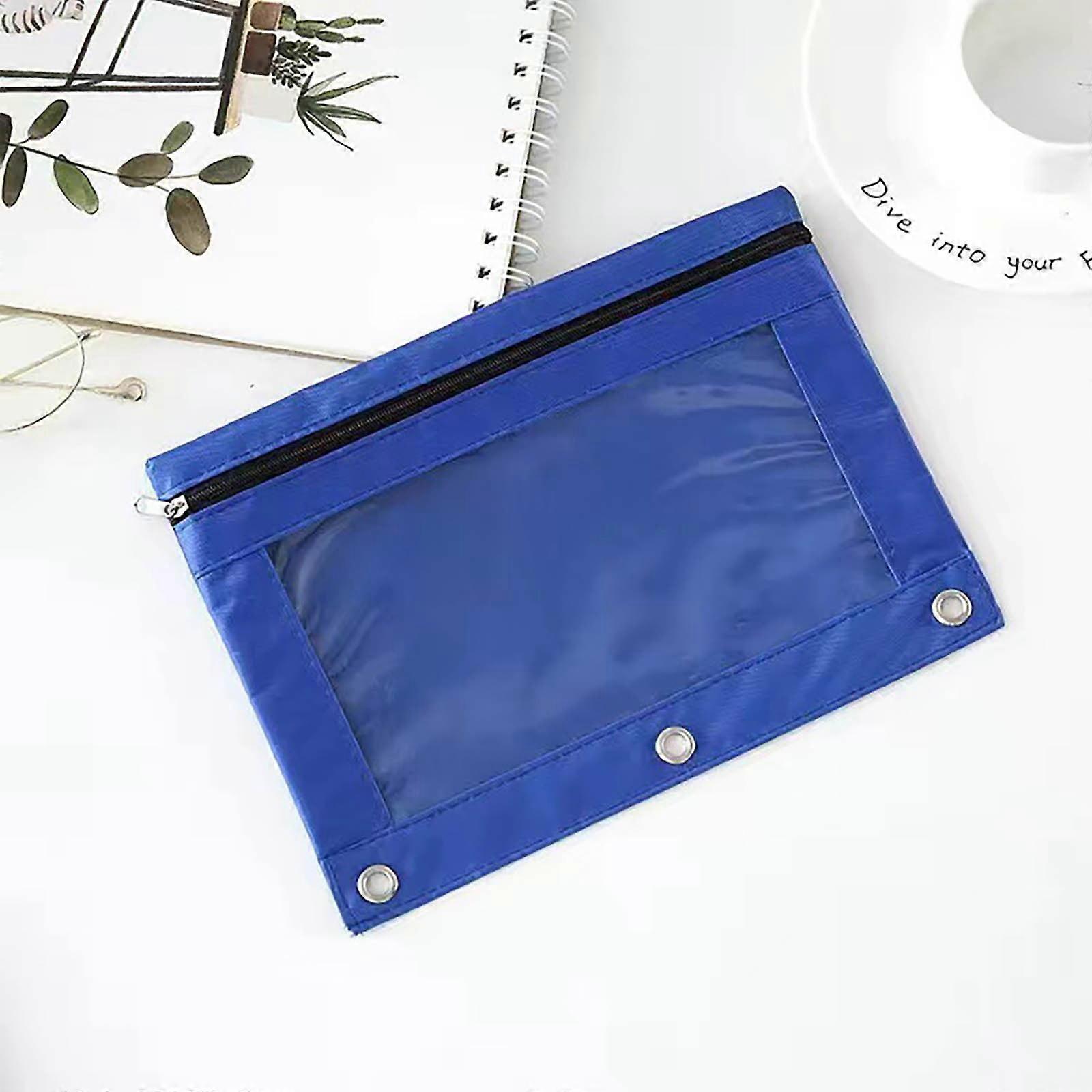 Pencil Pouch for 3 Ring Binder, Binder Pencil Case with Smooth Zipper, Clear Window Pencil Case for Binder, Big Capacity 3 Ring Binder Pencil Bag