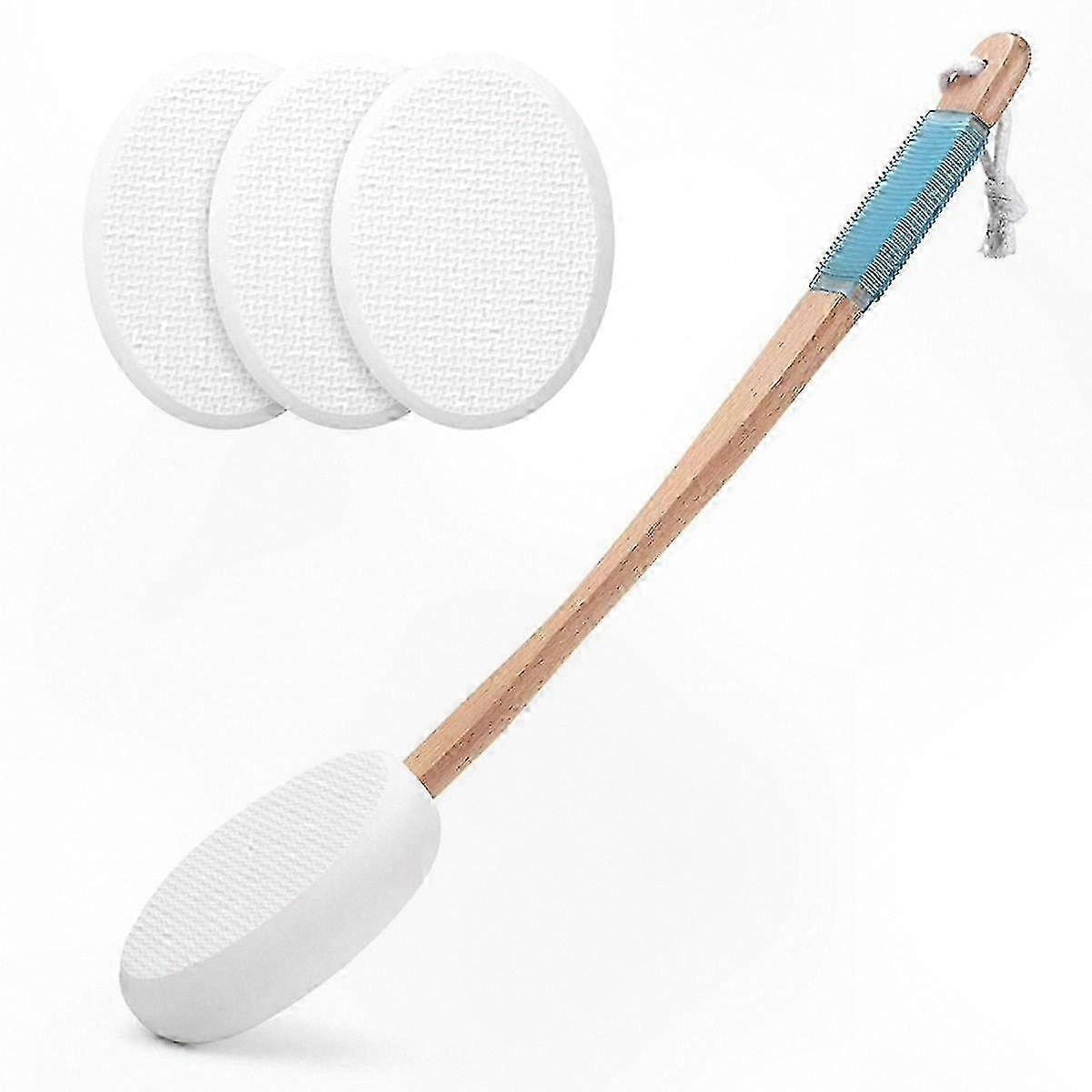 Lotion Applicator with 4 Washable Pads and Extended Handle for Easy Reach