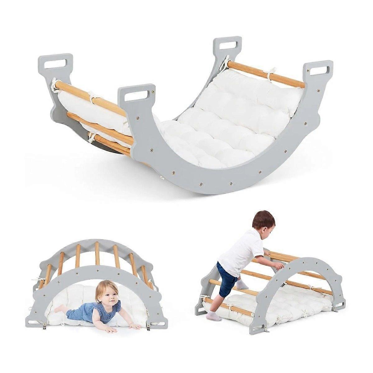 Träklätterbåge med mjuk kudde för barn