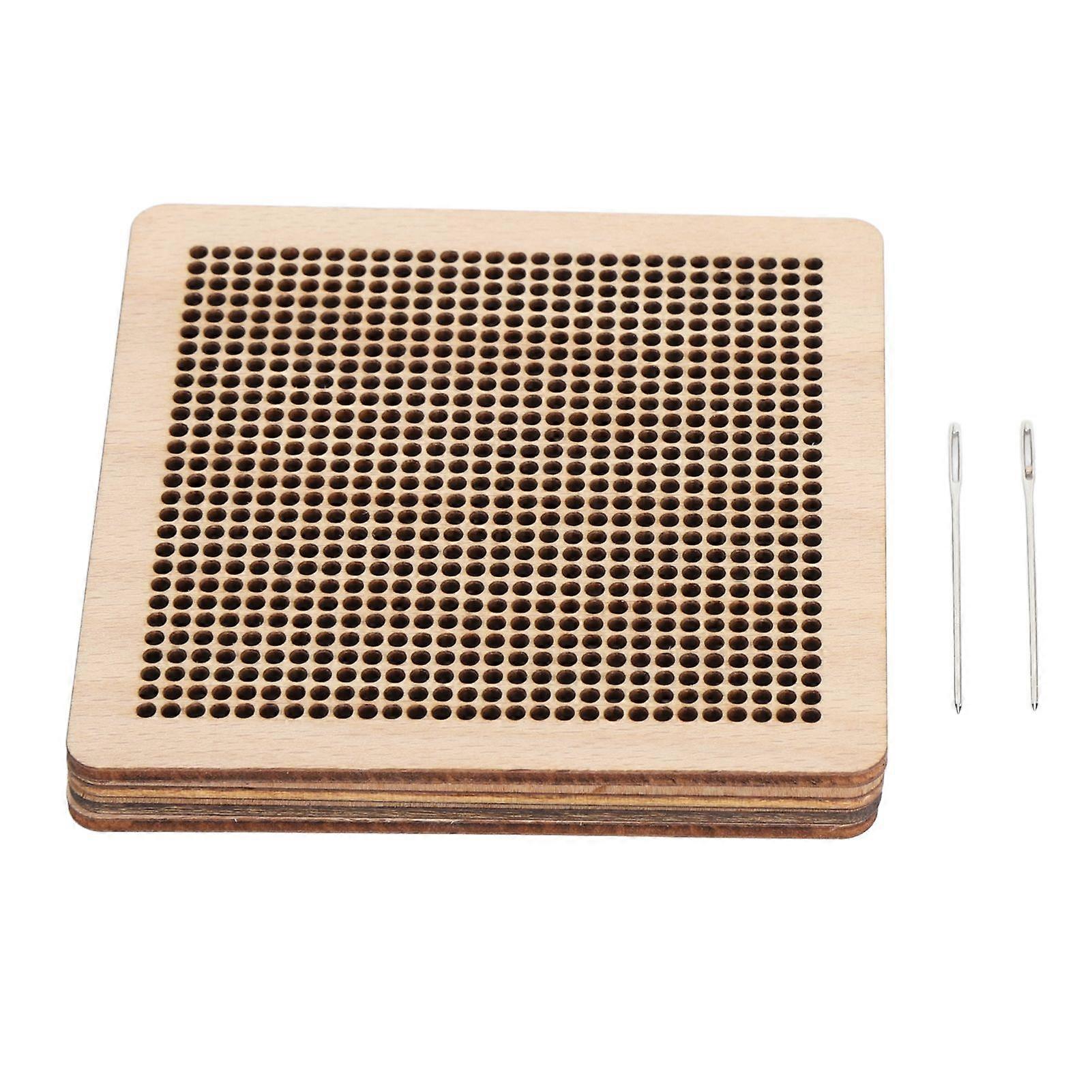 Wooden Hollow Stitching Board Multifunctional Wooden Stitching Board with 2 Large Eye Needle