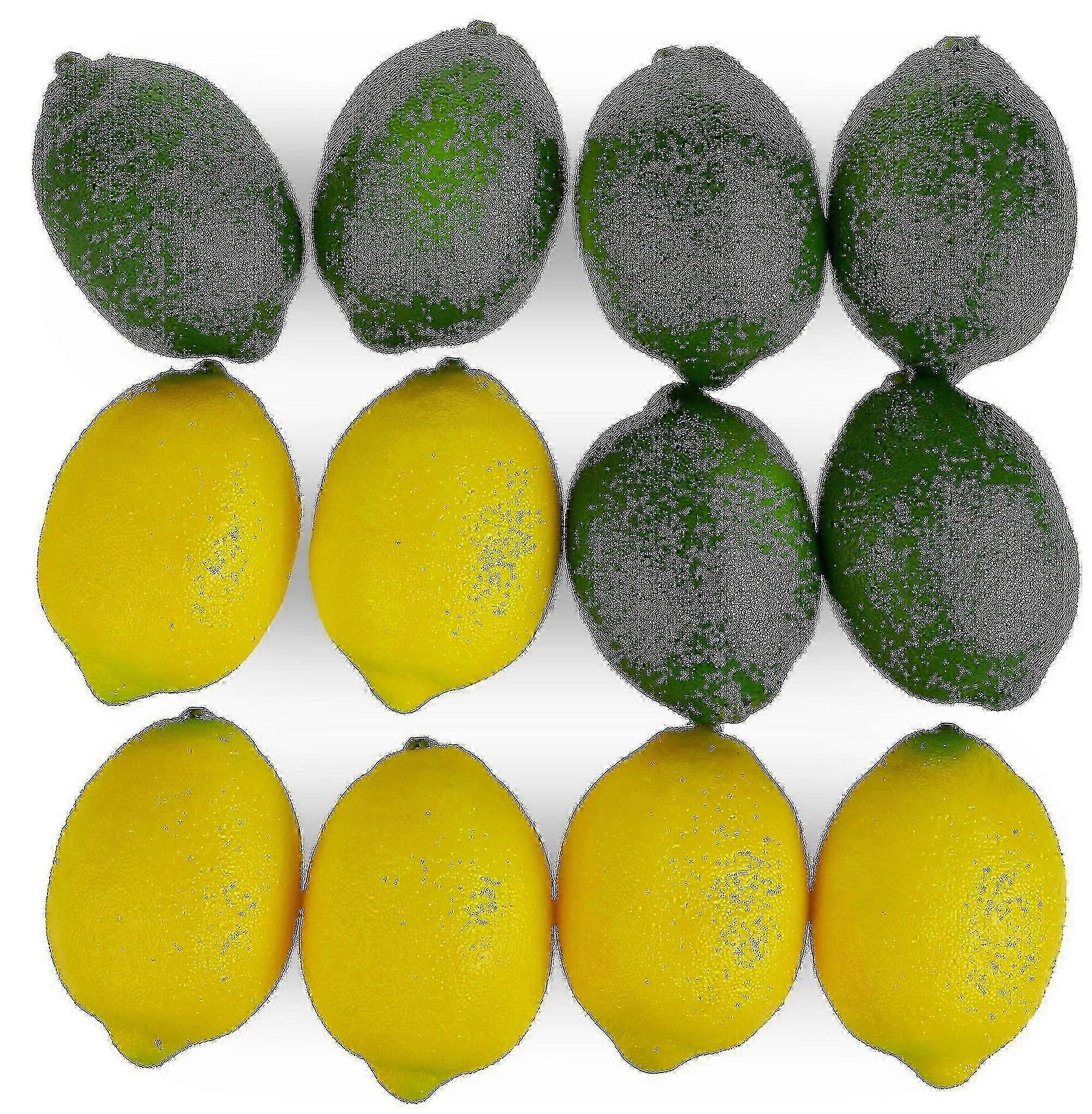 Large Artificial Lemon & Lime Fake Fruits, Realistic Decor Props, 12-Piece Set