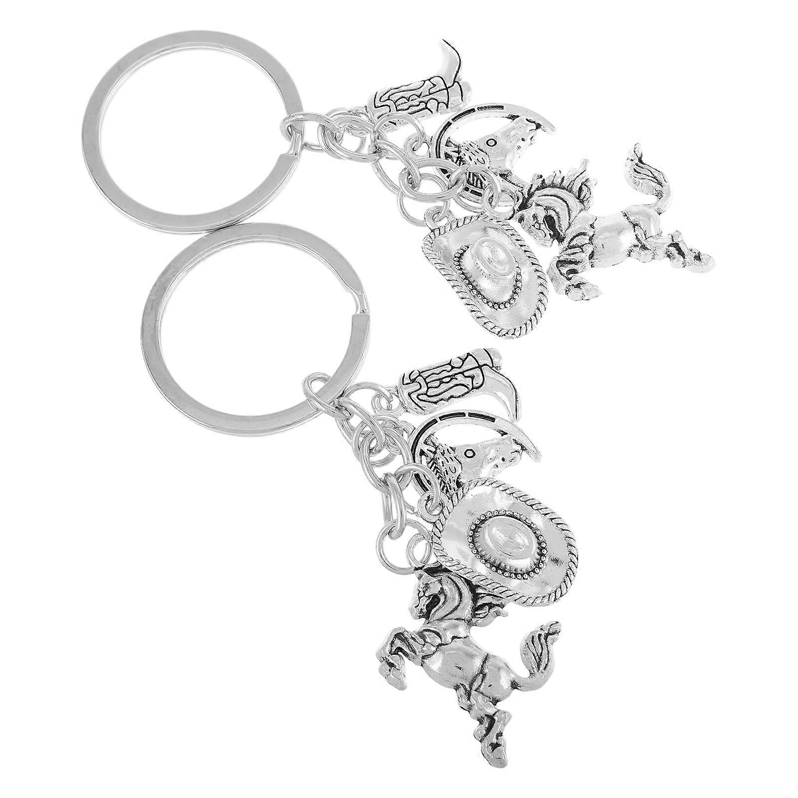 Cowboy Key Holder Mini Hats Keychain for 6Pcs Western Style Keyrings