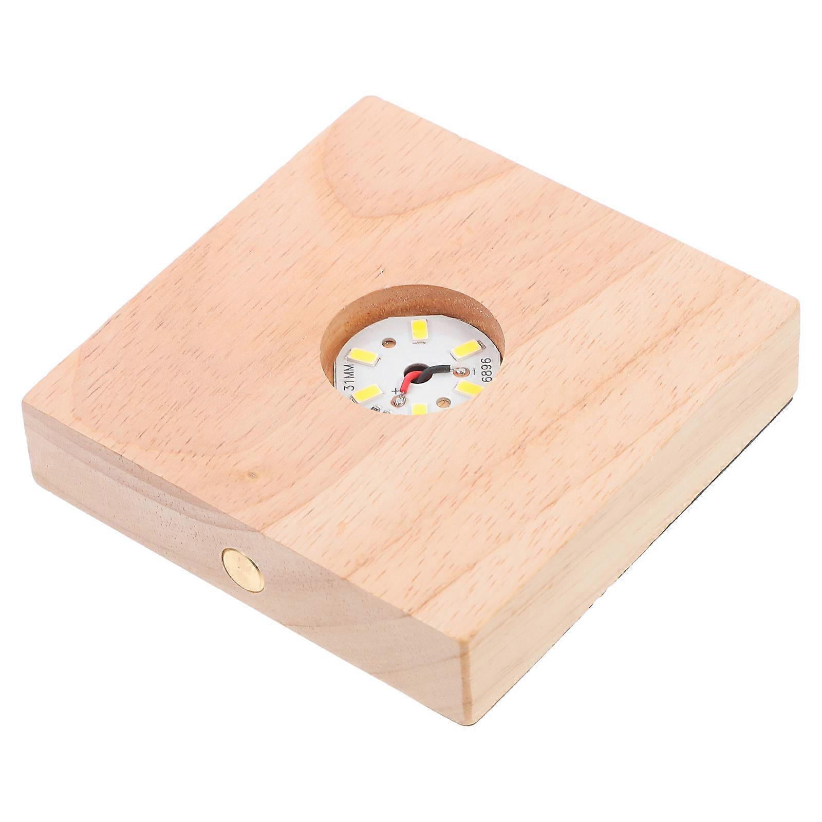 LED Light Base Wooden Crystal Display Stand for Holding 2Sets USB Powered
