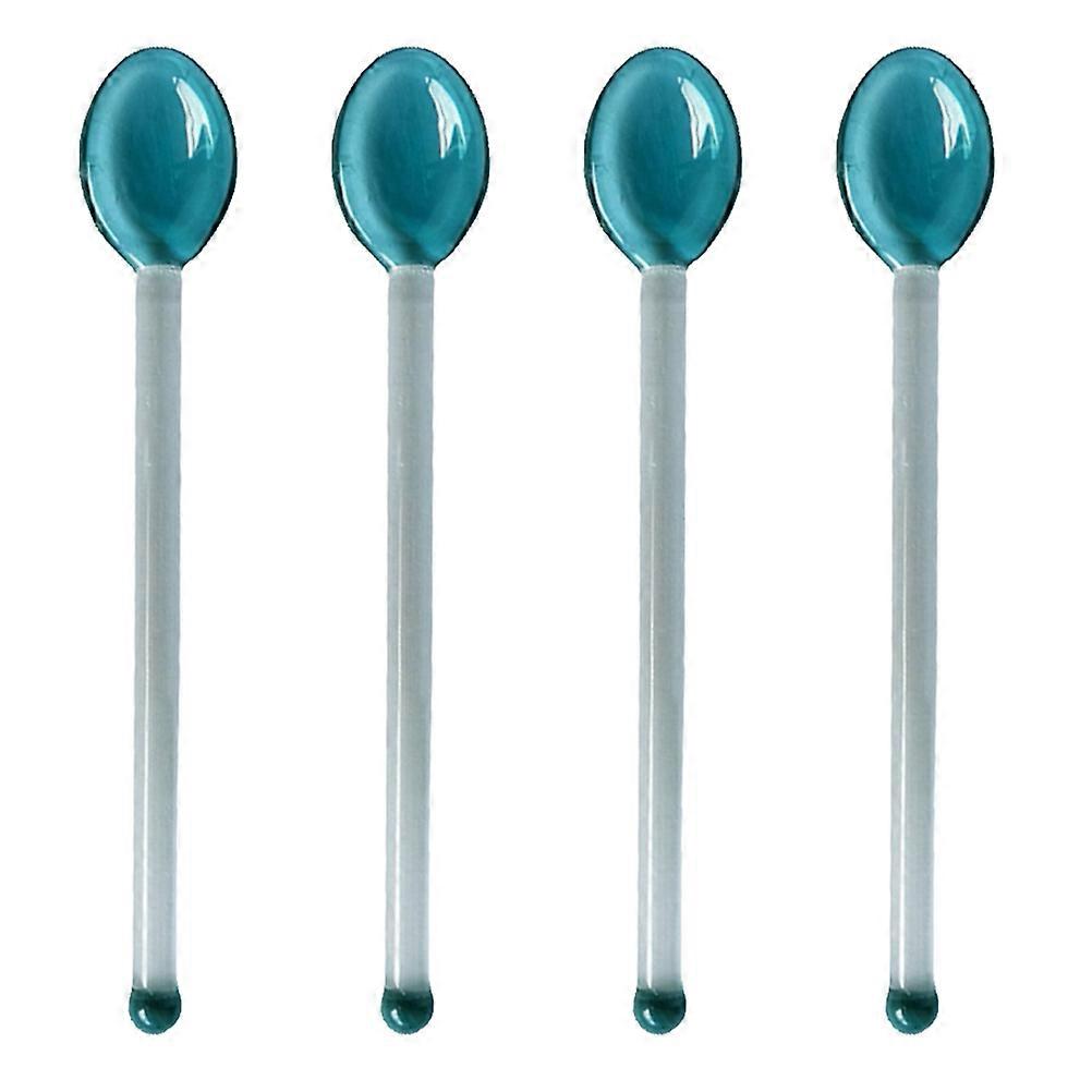 Glass Spoons Heat Resistant Clear Long Handle For Restaurant 4Pcs