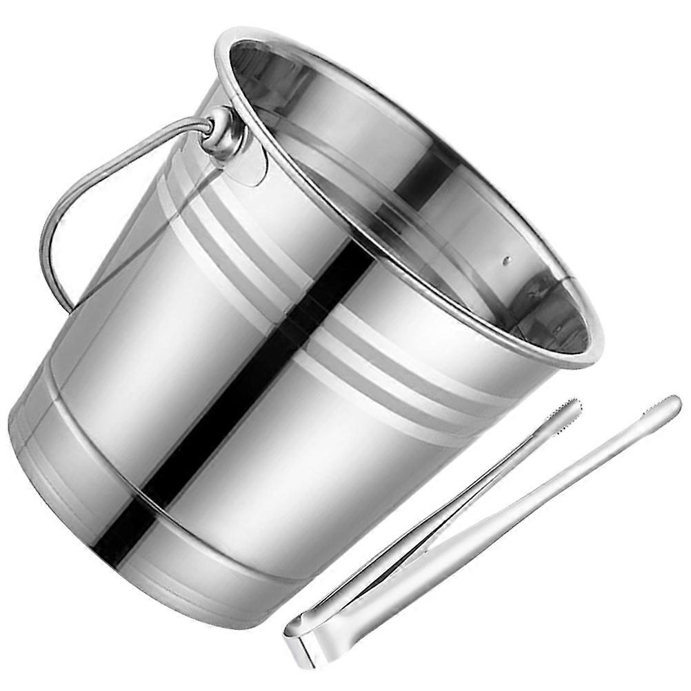 Portable Stainless Steel Ice Cube Bucket 5 Set For Beverage Containers Suitable For Wine Bottles In Round Shape