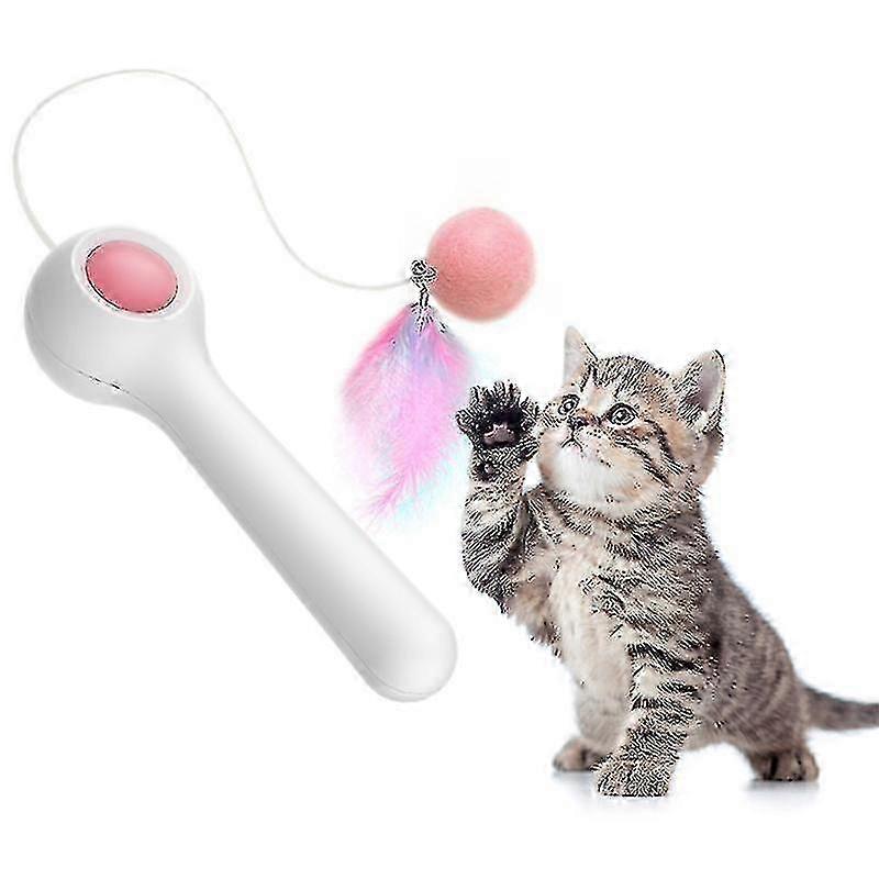 2025 Bjxy Cat Interactive Toy Automatic Telescopic Funny Cats Stick Colorful Feather Stick