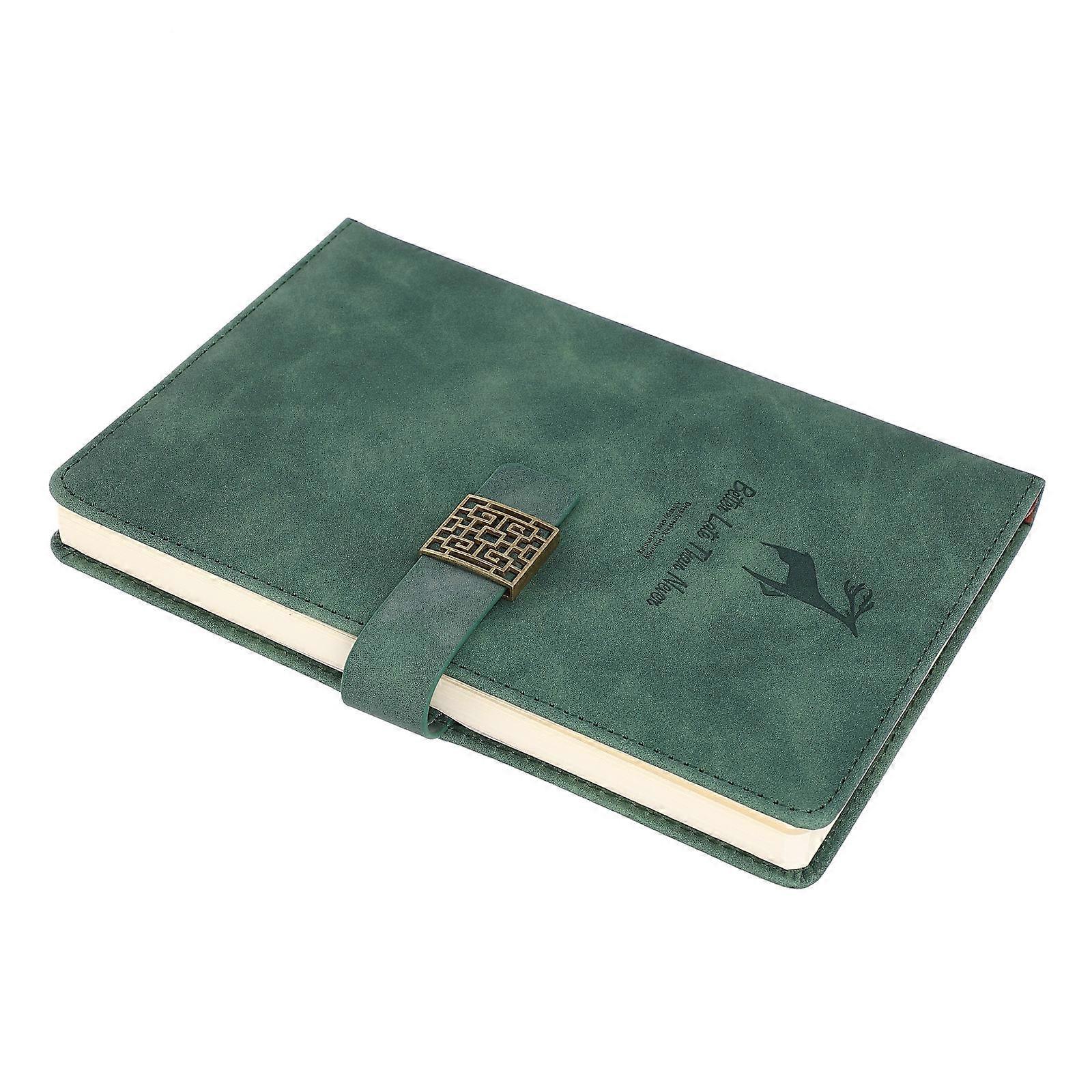 Green 2Pcs PU Cover Notepad for Writing Use Retro Style Notebook