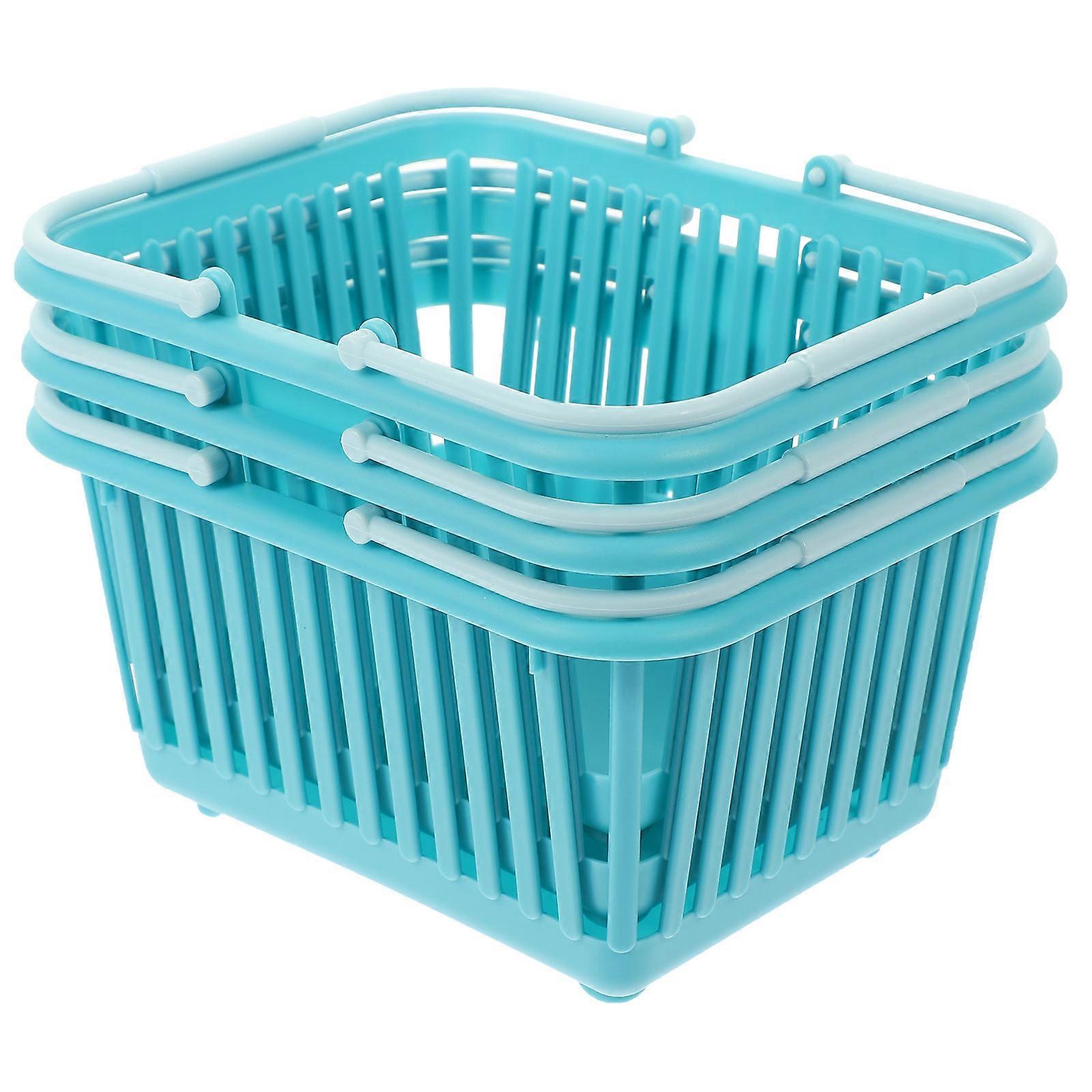 9Pcs Bathroom Organizer Baskets Plastic for Storage with Blue Handles