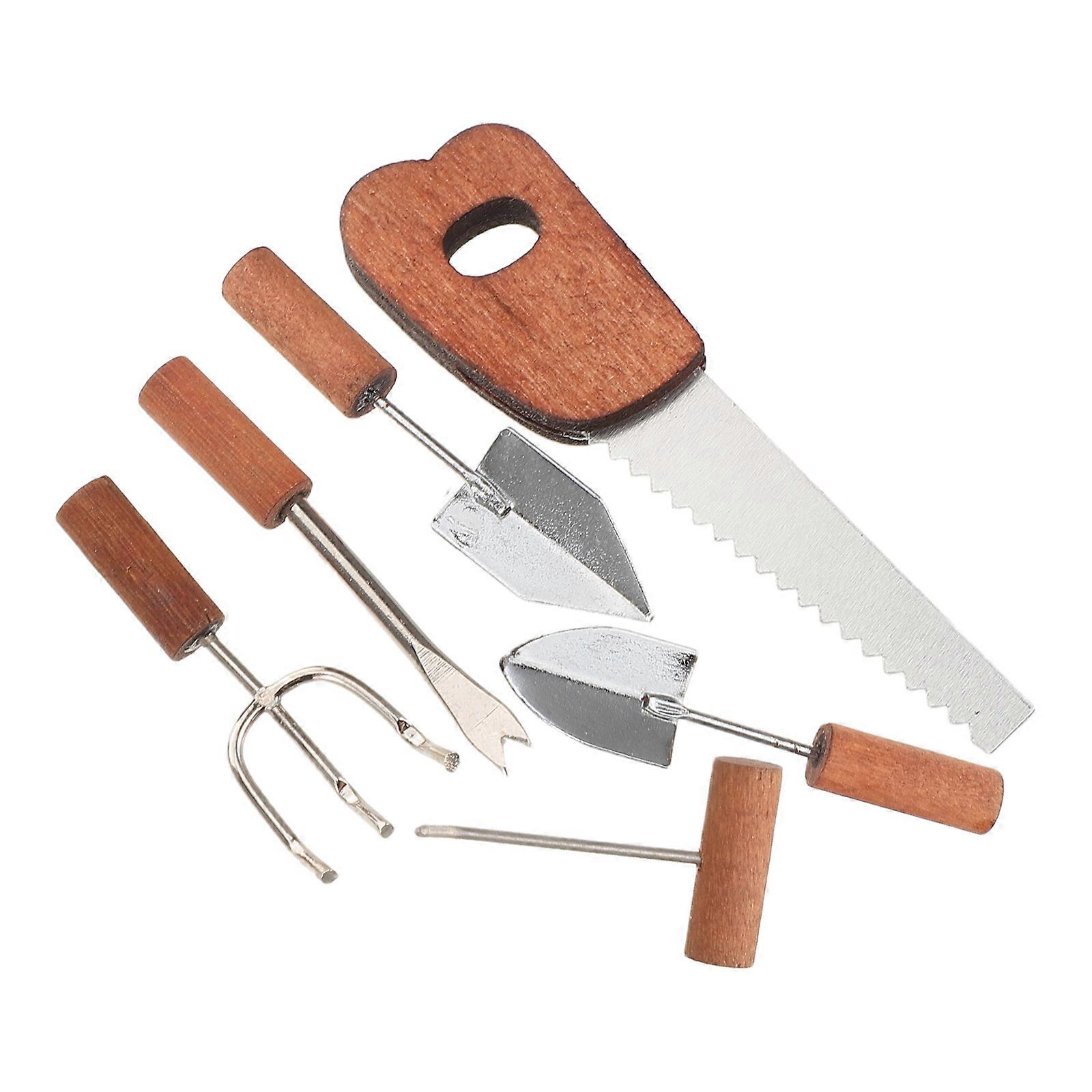 Miniature Farm Tools Miniature Garden Tools Set for Decor 6Pcs Mini Rake Saw