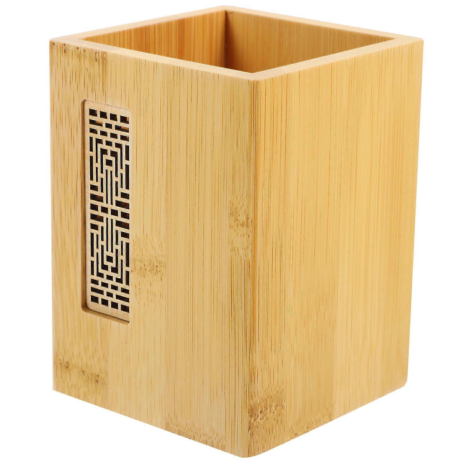 Solid Wood Pen Holder for Stationery Storage and Desk Use