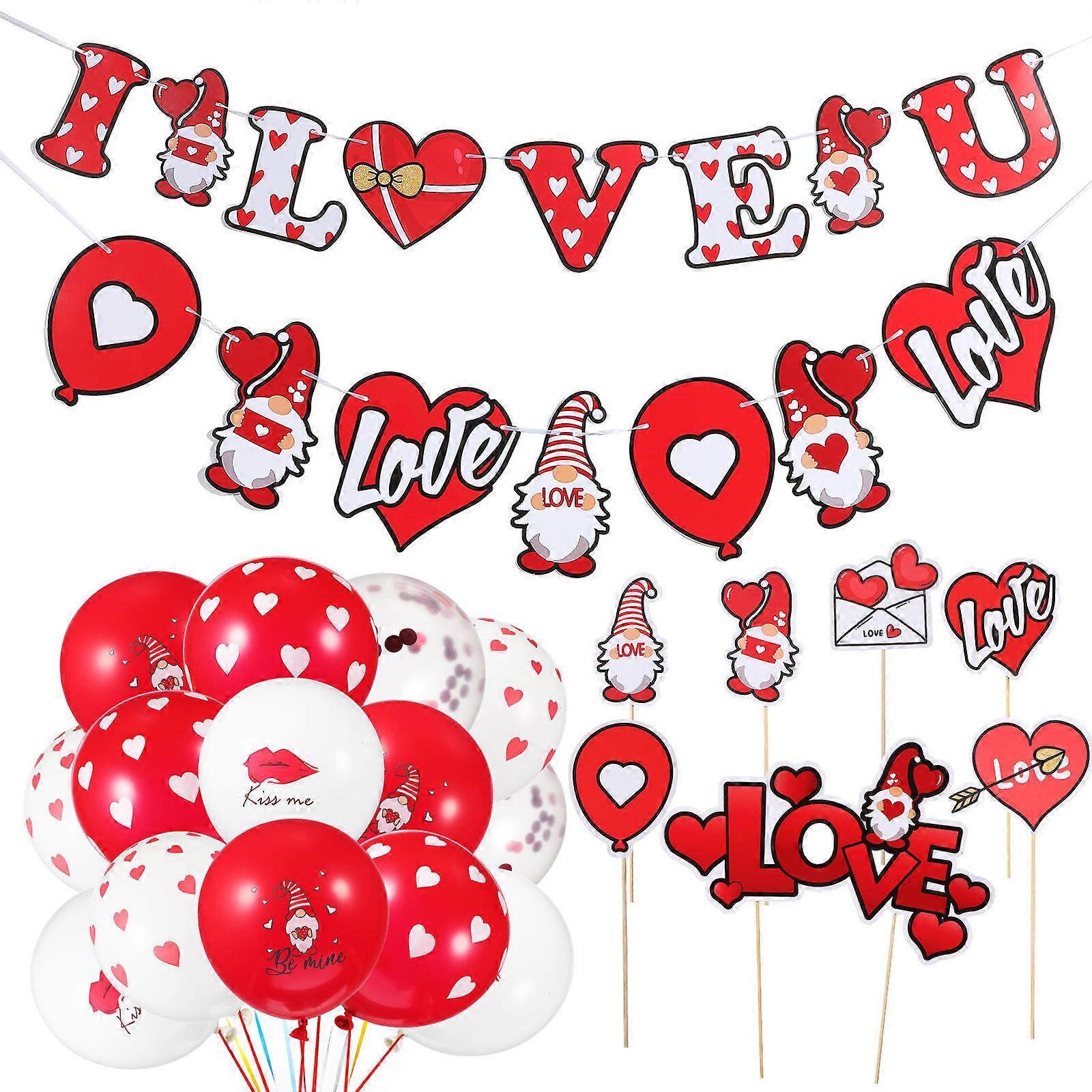 Valentines Day Decorations 2 Sets Festive Atmosphere Ornaments Suitable For Couples Square Latex