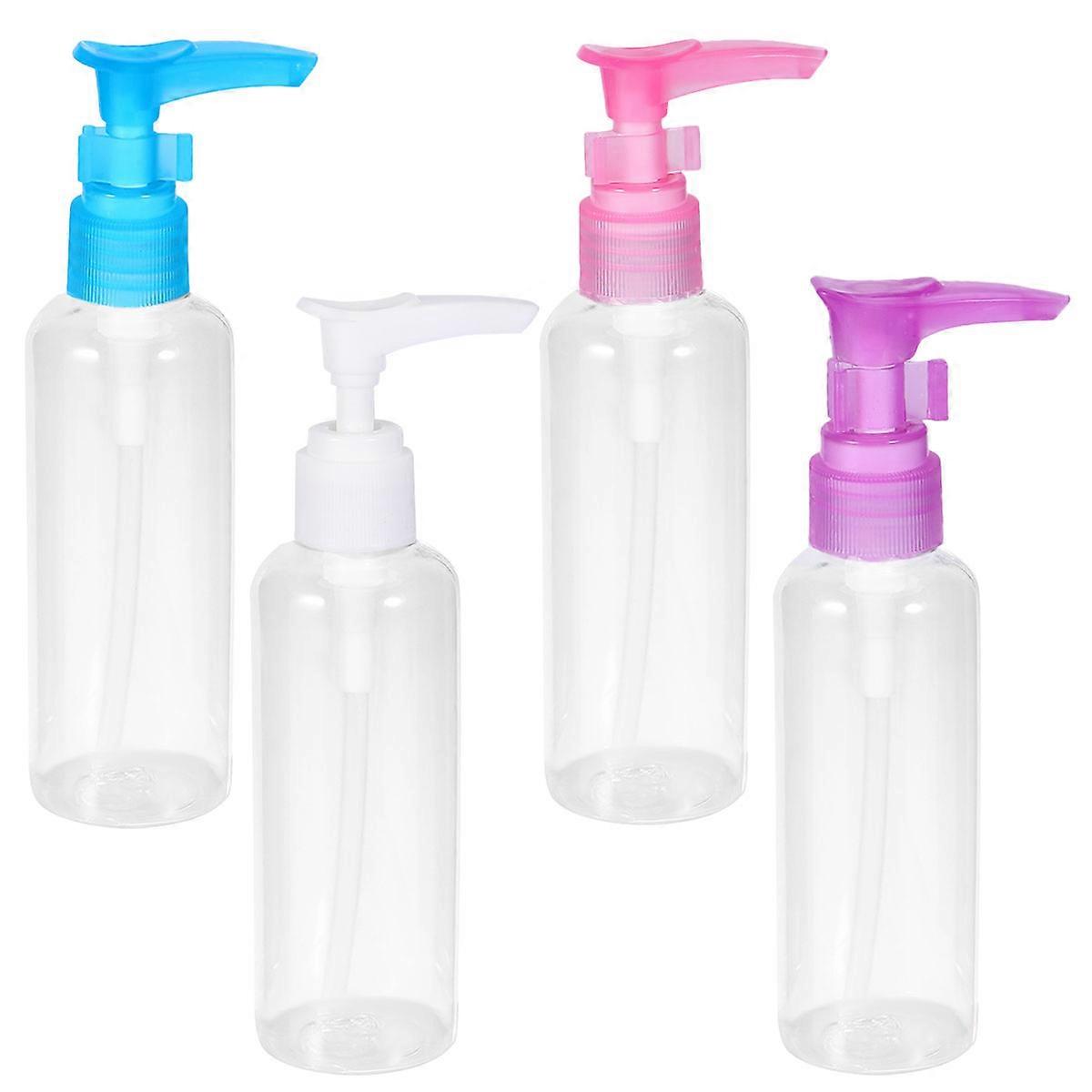 Lotion Containers 4Pcs Emulsion Plastic Bottle For Home Use Assorted Color Liquid Dispensing 100ml