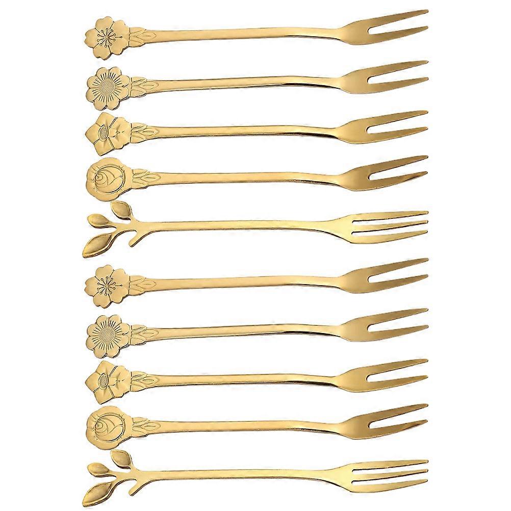 20Pcs Decorative Golden Fruit Forks for Multi-Function Dessert Use