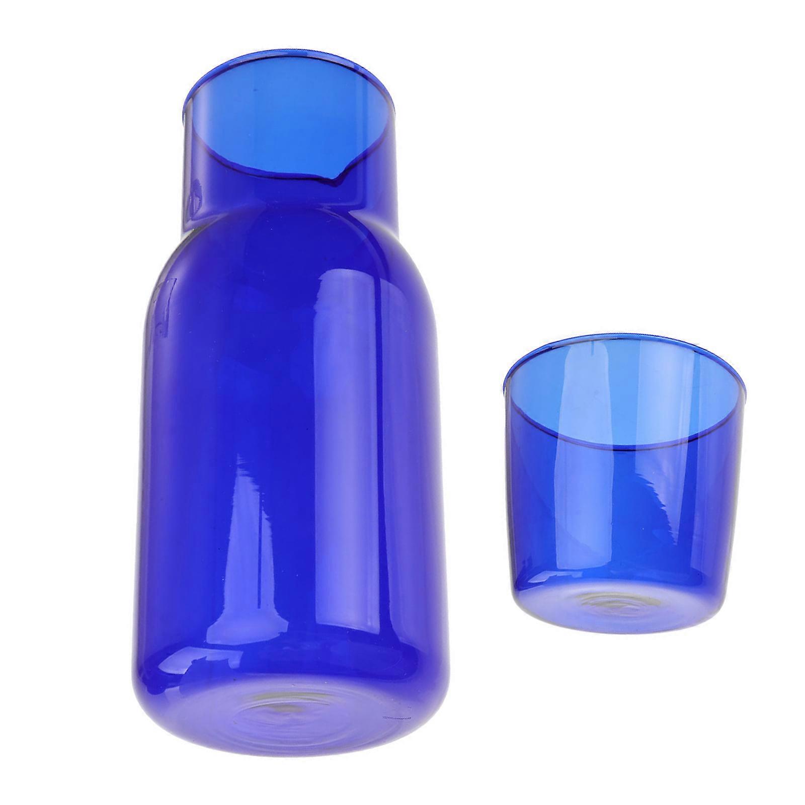 Household Water Kettle and Glass Cup Set for Drinking Tools 3Sets Blue
