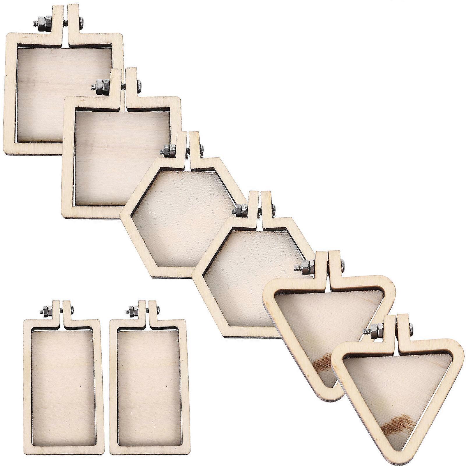 Mini Frame Craft Embroidery Rings Craft Creation Pendant 5.6*2.9cm 8Pcs