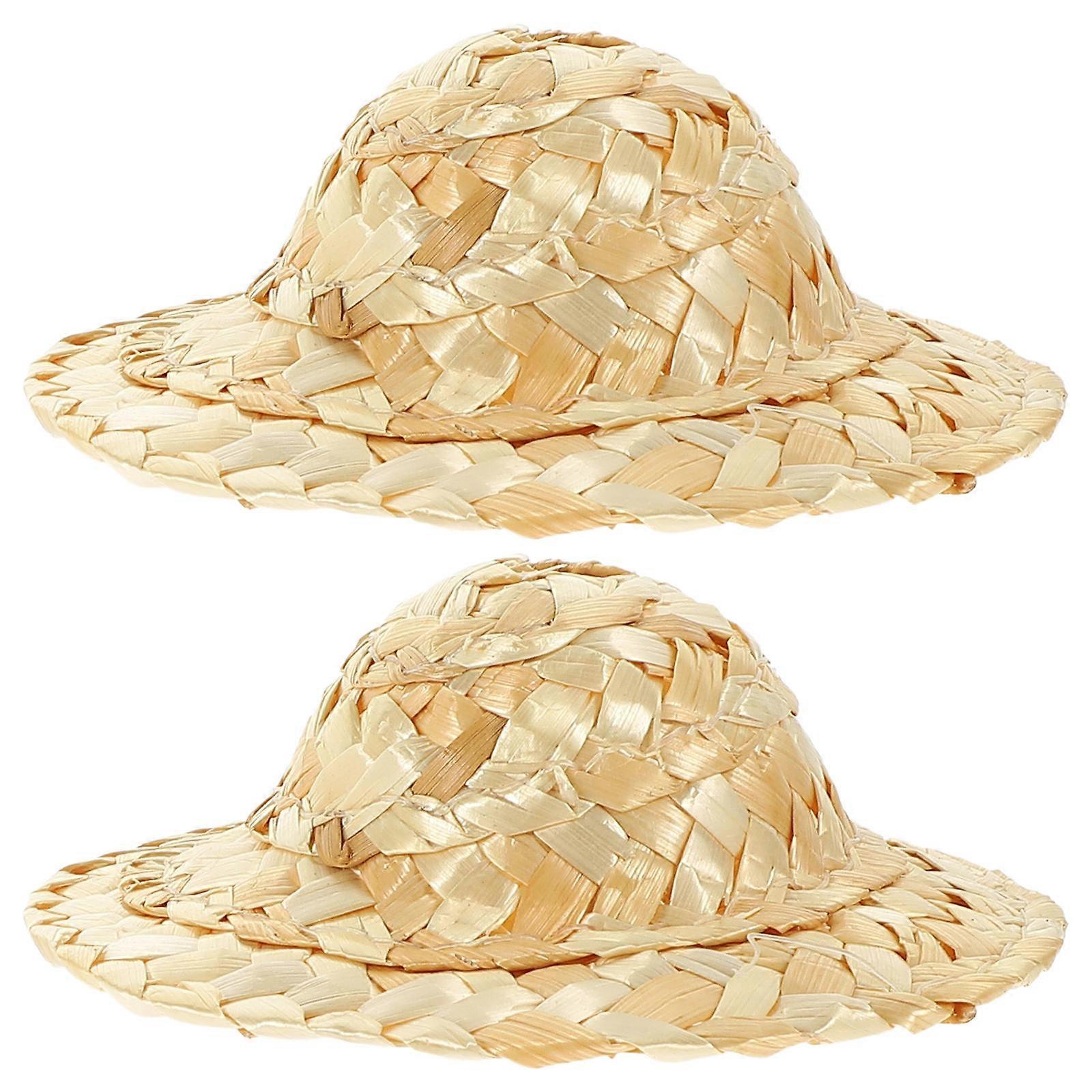 Doll House Mini Hats Braided Straw Hat for Decor 4Pcs Pack