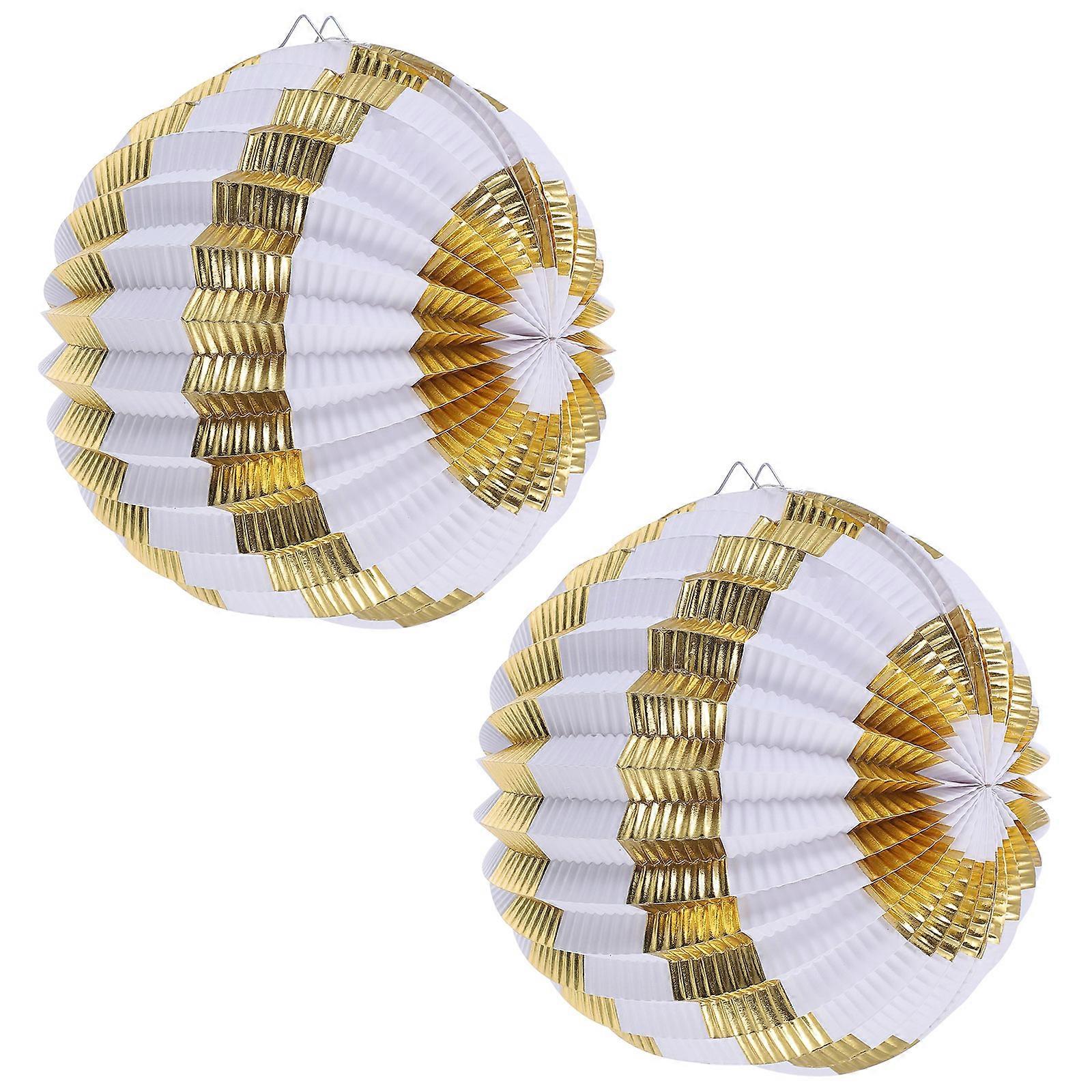 Party Decoration Props Folding Paper Lanterns Decorative Paper Lanterns 2Pcs