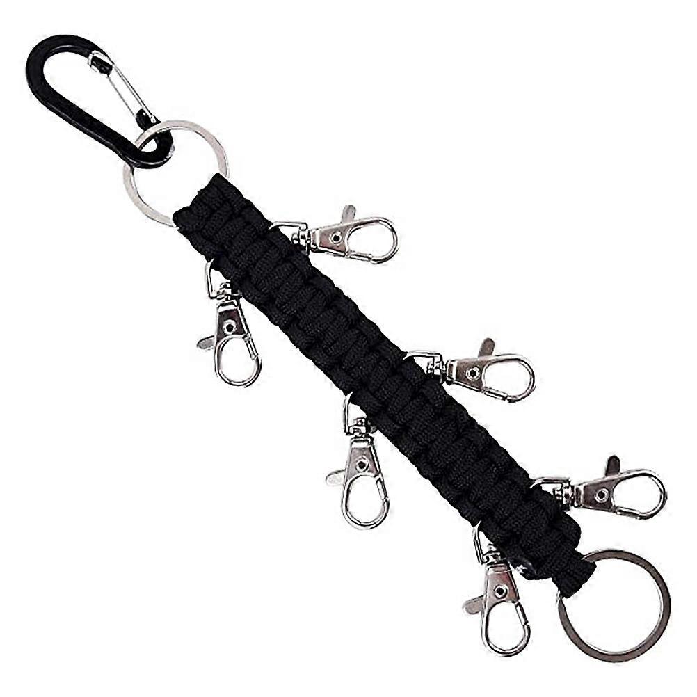 Climbing Carabiner Keychain for Hanging Use 3Pcs Black Paracord Style