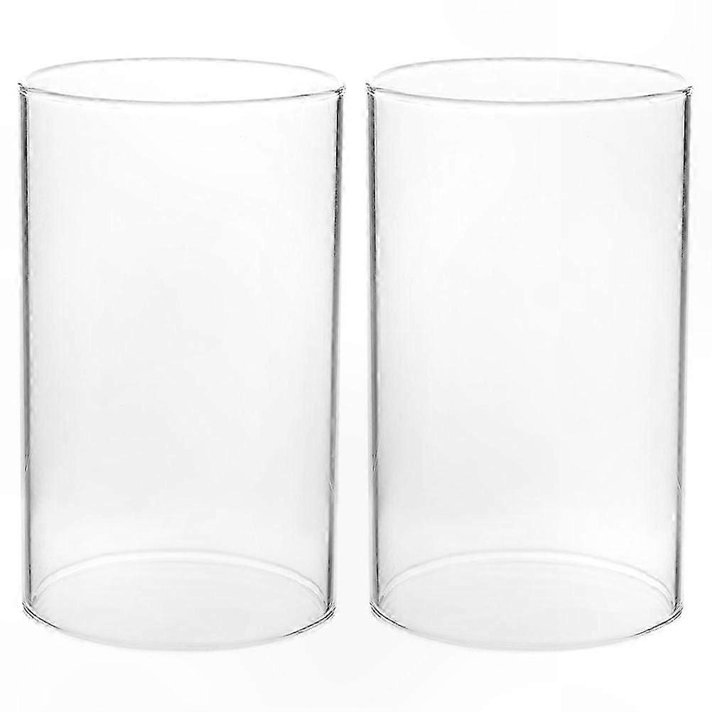 Cylindrical Glass Shade Replacement for Lighting, Windproof Design, 15x7cm, Set of 2