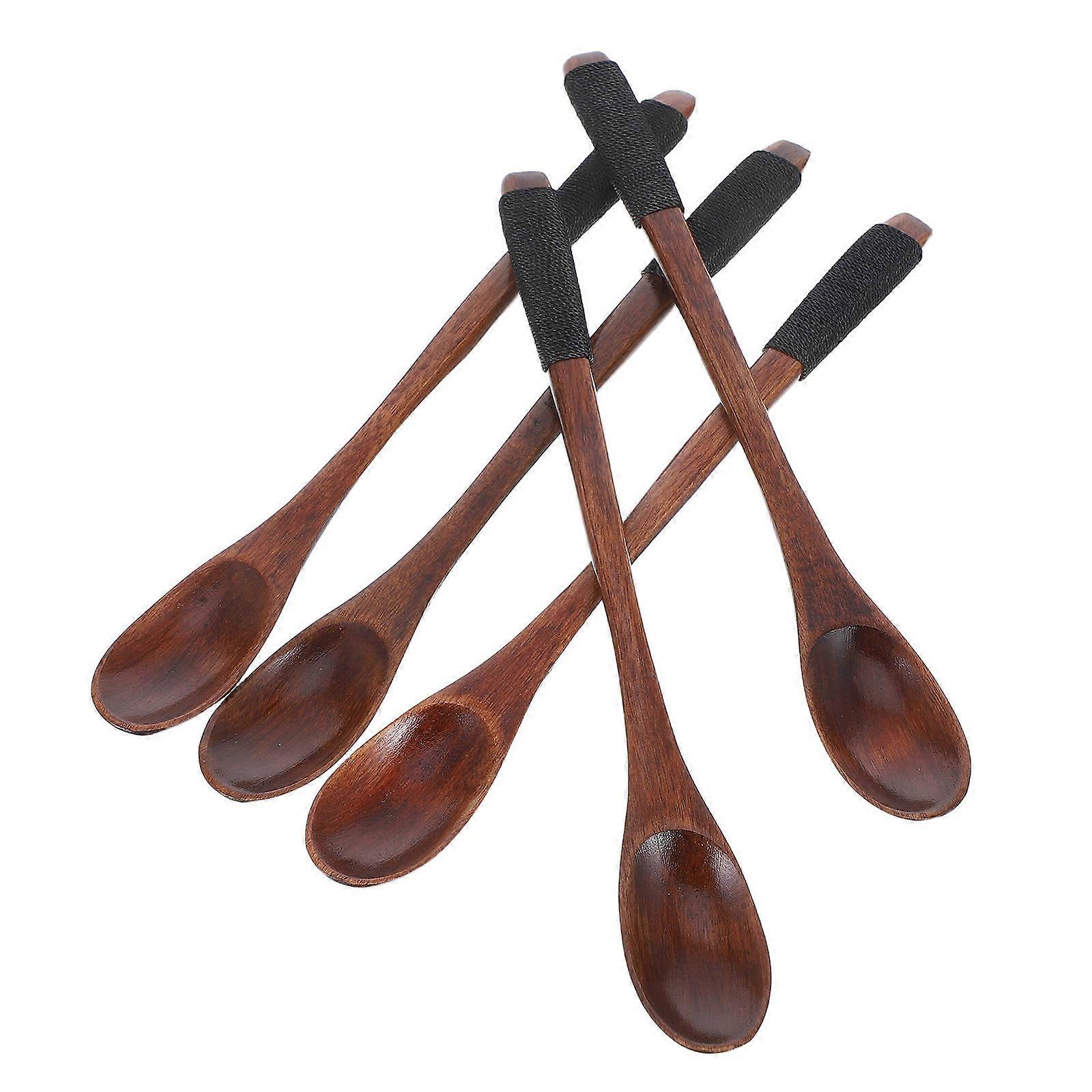 Small Japanese Style Wooden Spoon Set for Coffee Stirring 10Pcs Utensils