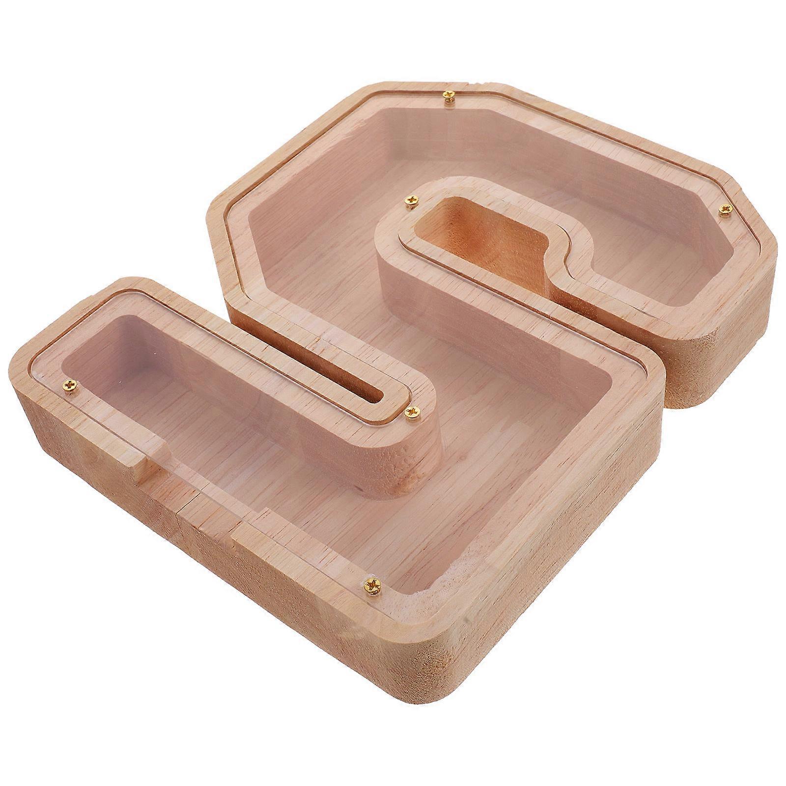 Clear Wooden Coin Bank for Storage 4Pcs Multi-Functional Piggy Bank