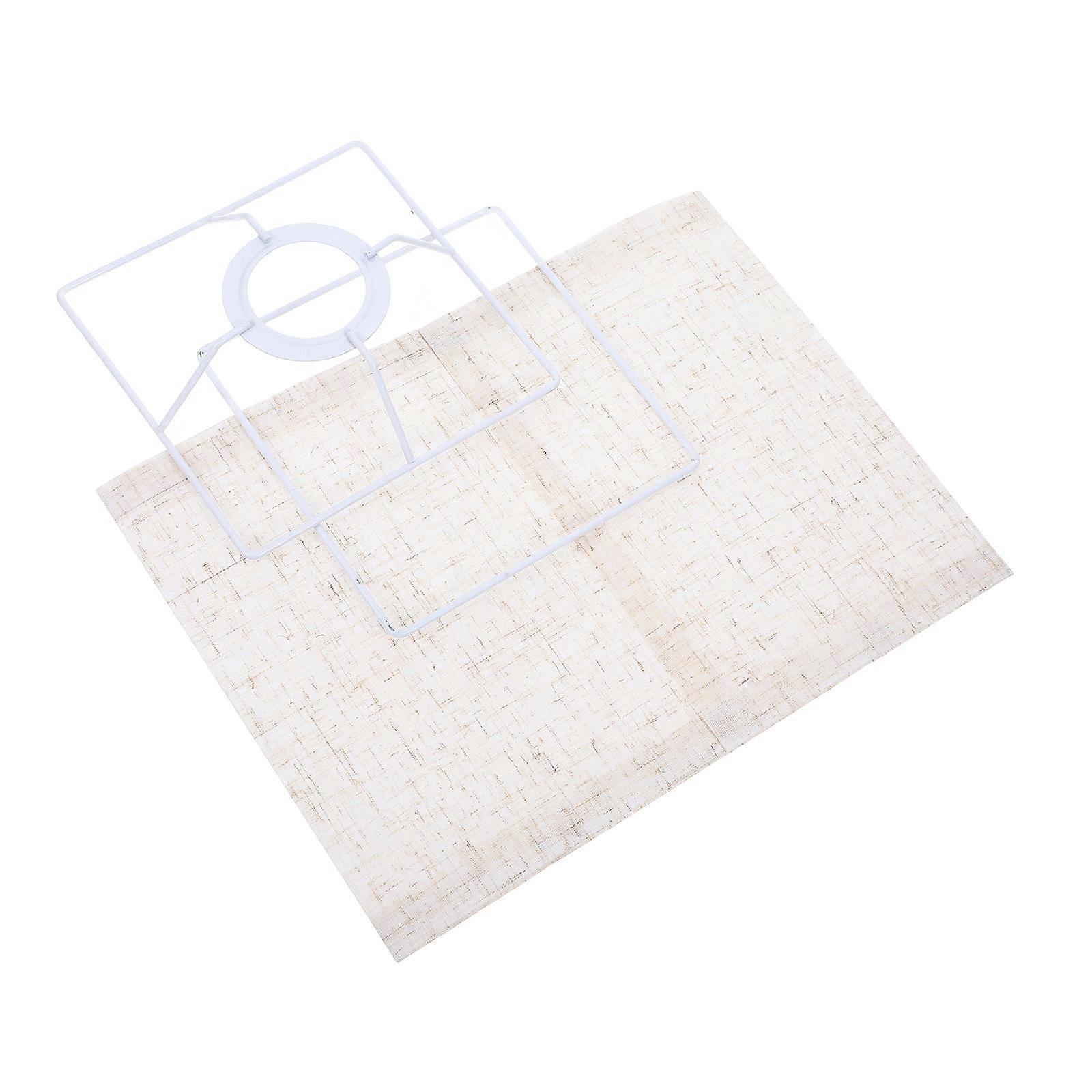 Square Cloth Lamp Shade Detachable Lampshade for Home 1 Piece Beige Metal