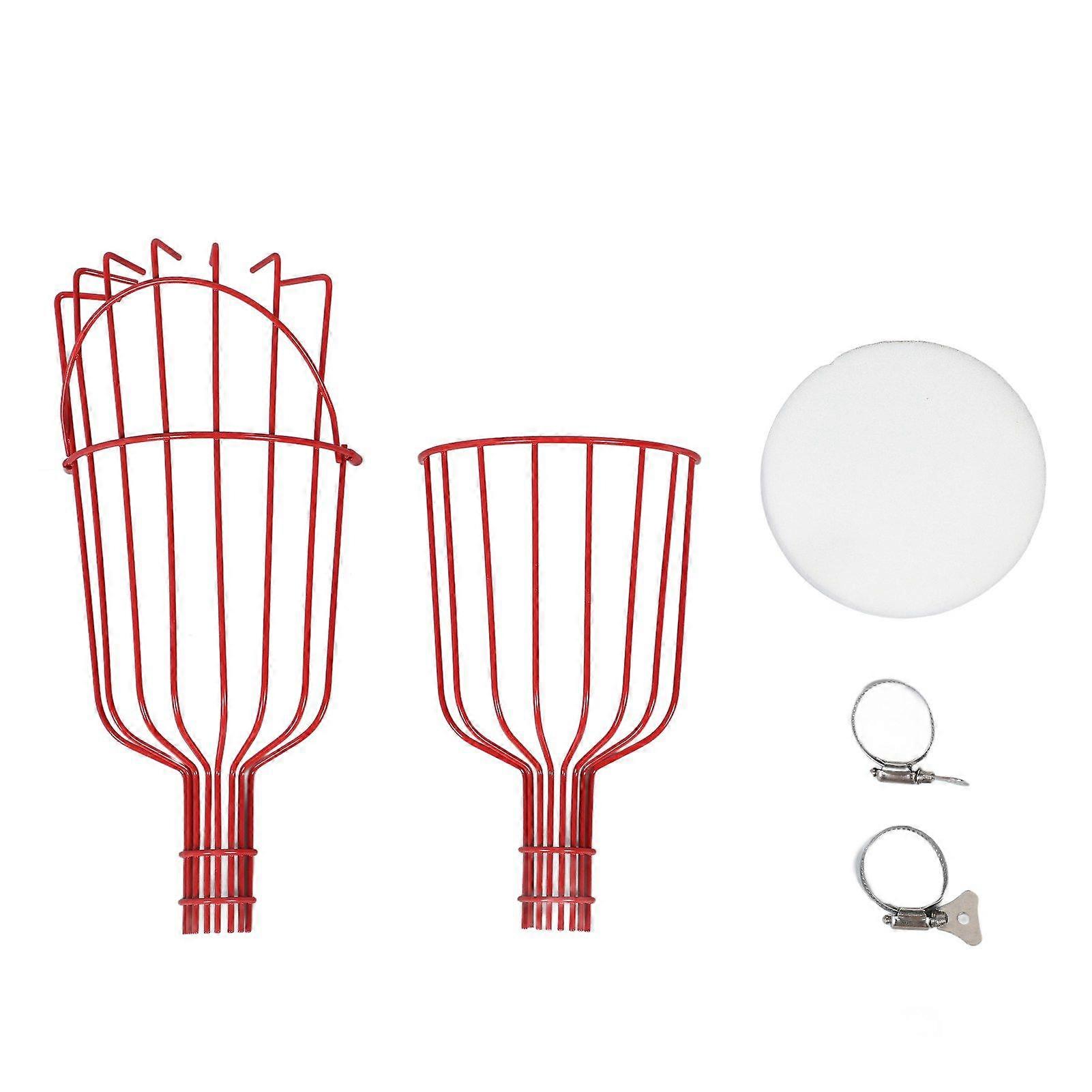Fruit Picker Basket Detachable Prevent Rust Multifunctional Fruit Picker Tool Fruit Harvester Attachment for 3cm Diameter Pipe Red