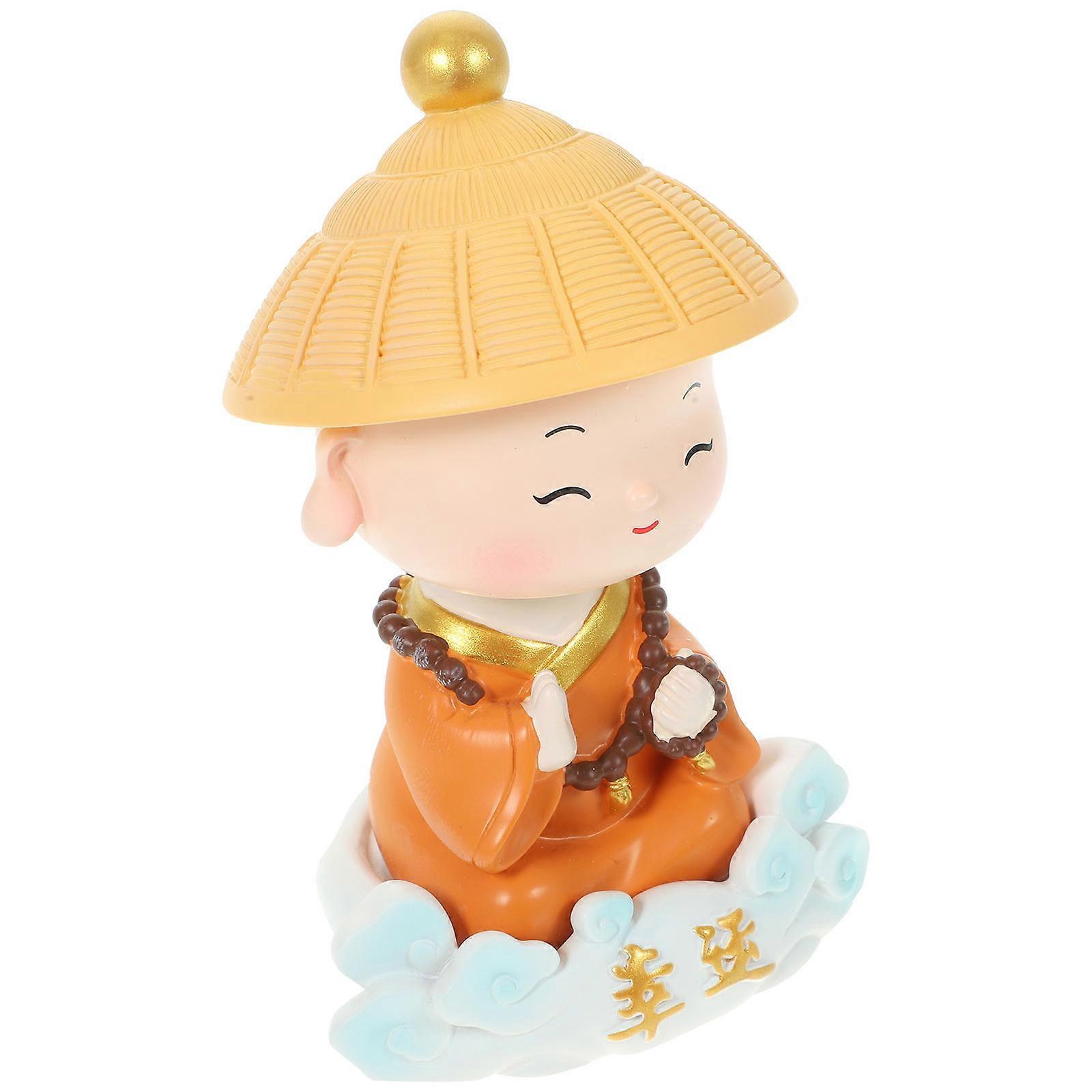 Desktop Monk Ornament Resin Monk for Decoration 2Pcs Car Dashboard Figurines