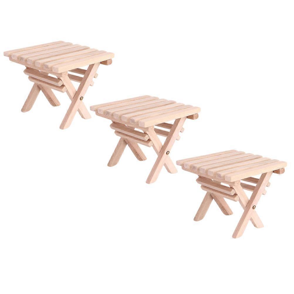 Light Brown Miniature Table Models 12 Pcs Decorative Wooden Craft Suitable For Kindergarten Projects